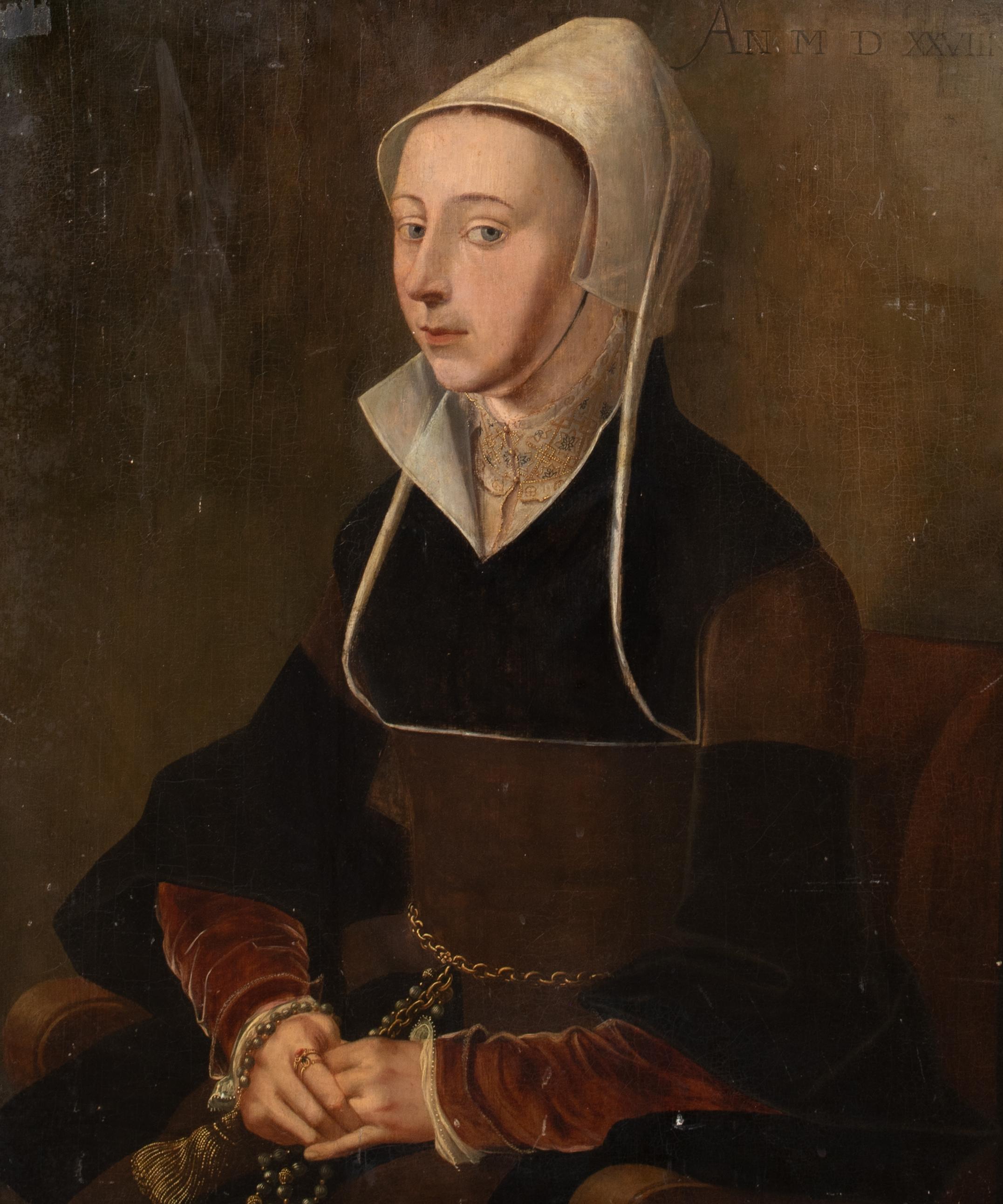 Portrait of a Woman Identified as Francisca Van Luxemburg, dated 1528

inscribed to JAN VAN SCOREL (1495-1565)

Large 16th Century portrait of a woman, Francisca Van Luxemburg, oil on panel inscribed to Jan Van Scorel. Excellent quality and