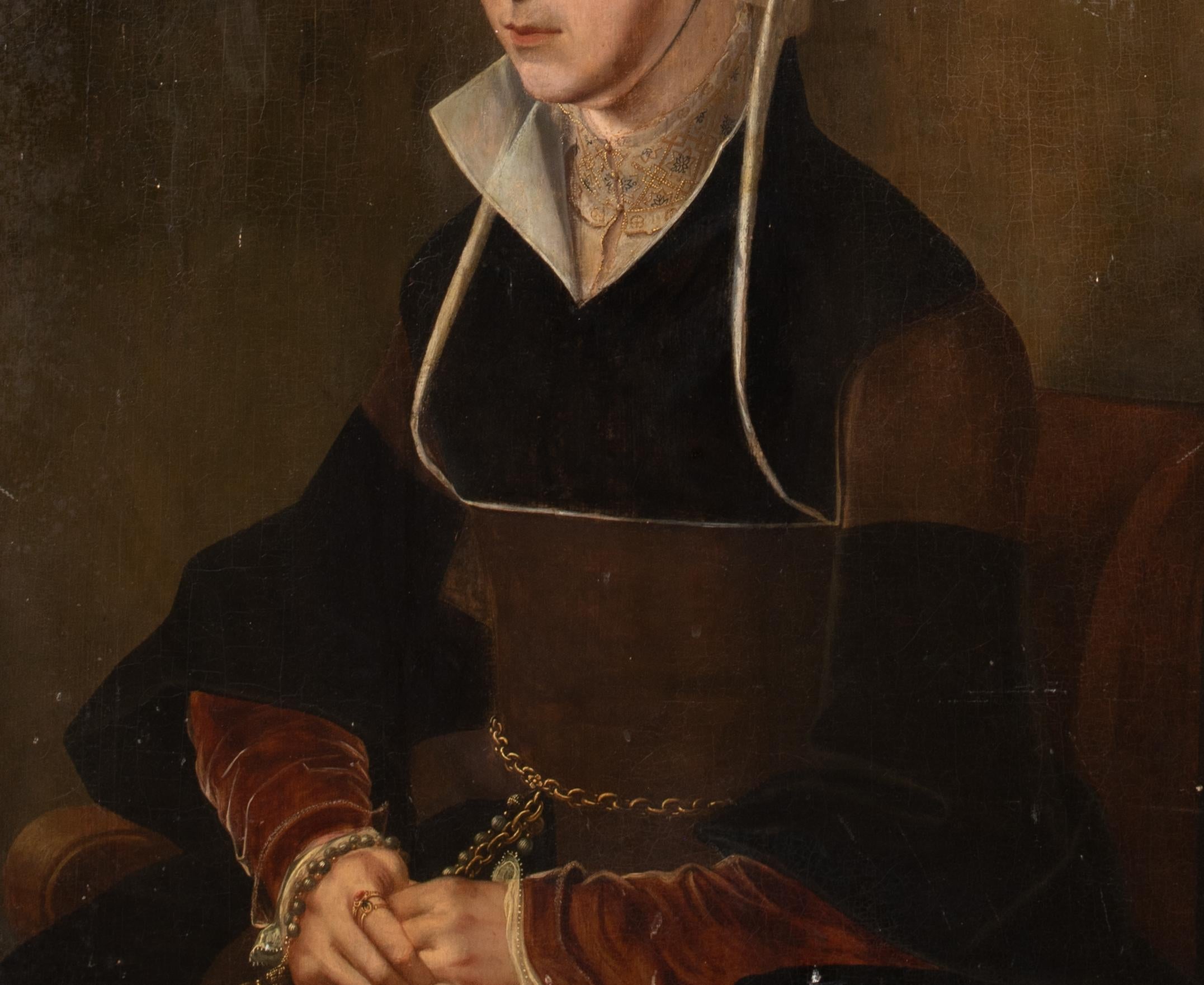 Portrait of a Woman Identified as Francisca Van Luxemburg, dated 1528 For Sale 3