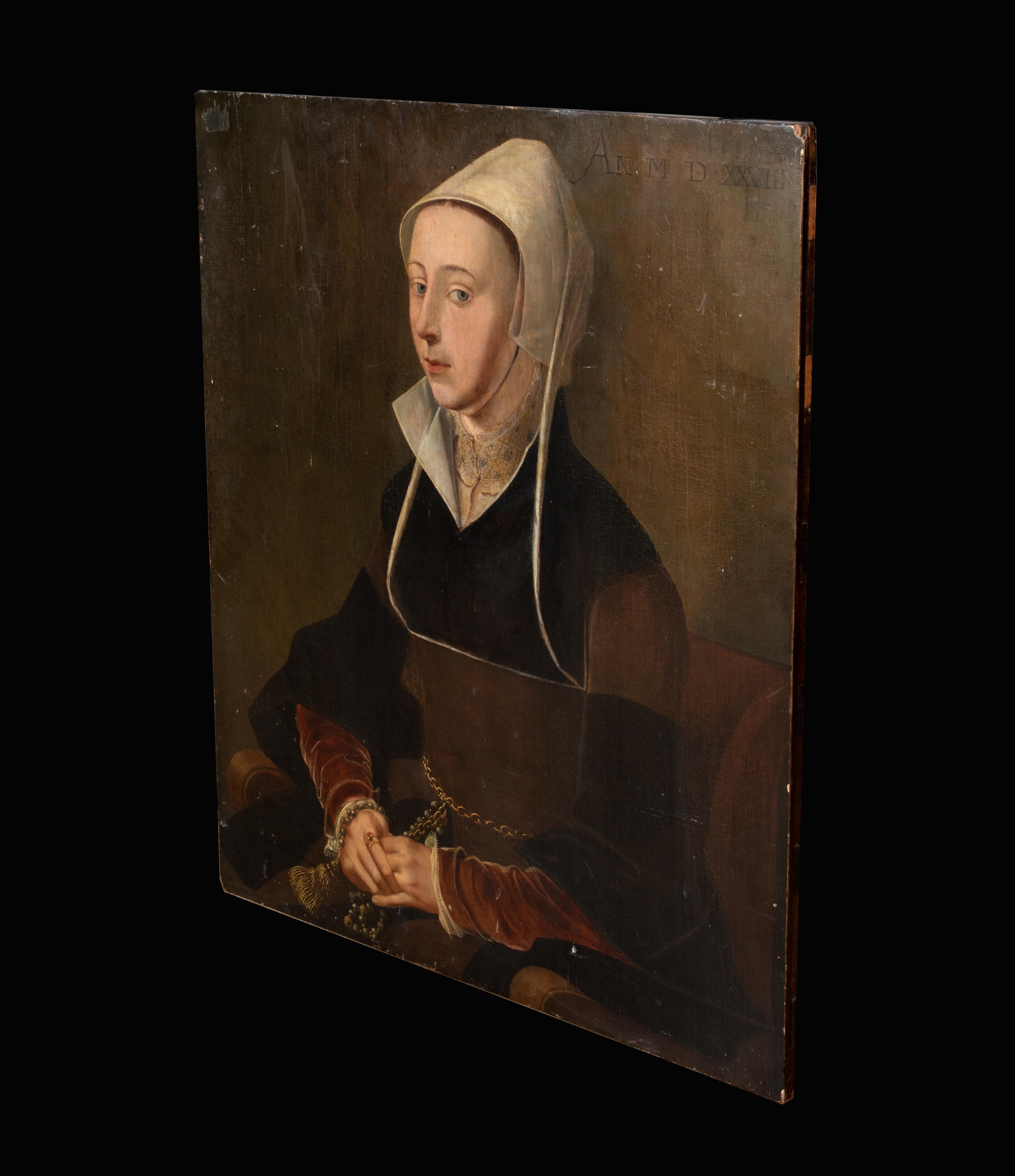 Portrait of a Woman Identified as Francisca Van Luxemburg, dated 1528 For Sale 6