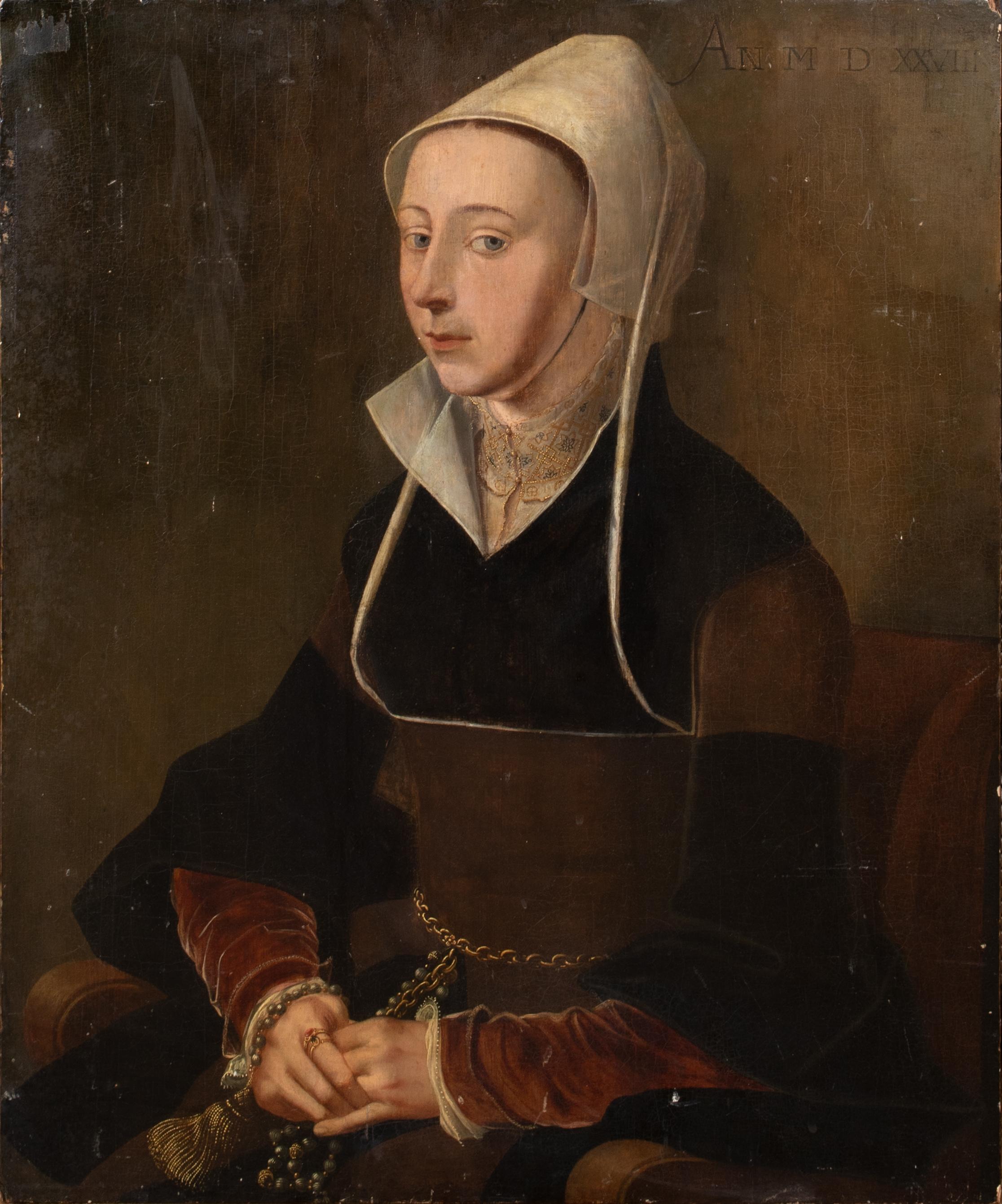 Jan van Scorel Portrait Painting - Portrait of a Woman Identified as Francisca Van Luxemburg, dated 1528