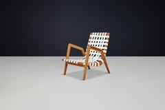 Fauteuil Jan Vaněk en Oak Oak et toile, Tchécoslovaquie, années 1930