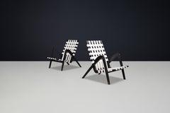 Jan Vaněk for Krásná Jizba lounge chairs from oak and canvas Czech Republic 1940