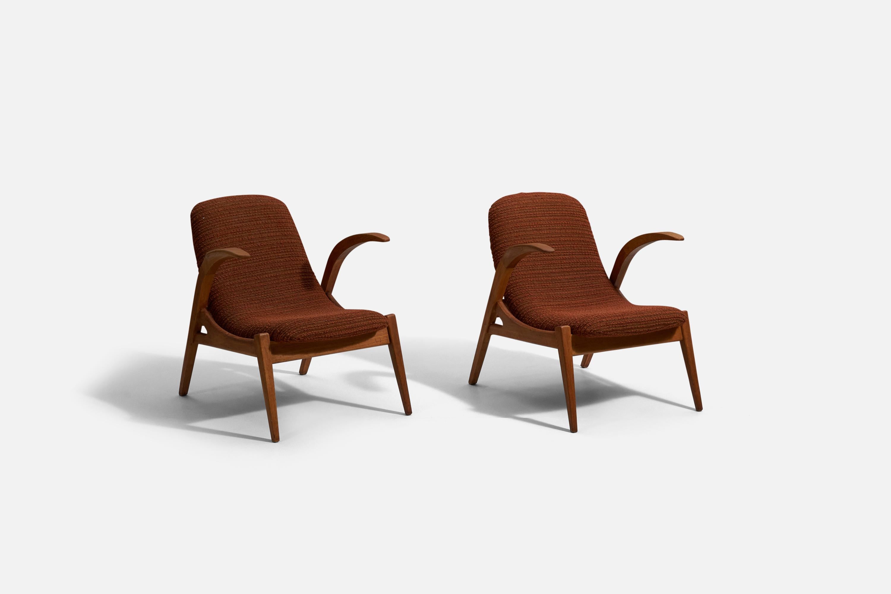 Mid-Century Modern Jan Vaněk, Lounge Chairs, Wood, Fabric, Krásná Jizba, Czech Republic, 1960s