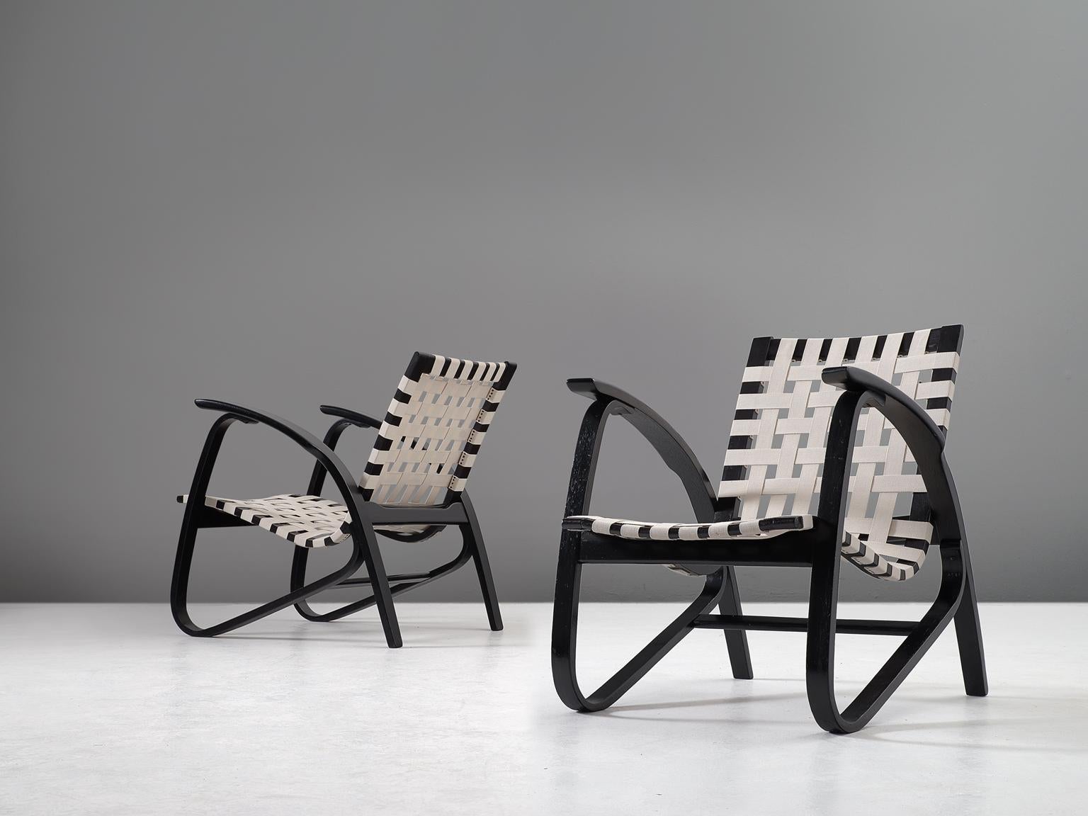 Czech Jan Vanek Reupholstered Lounge Chairs