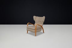 Jan Vanek Ohrensessel aus Eichenbugholz und Originalpolsterung - Prag, 1940er Jahre