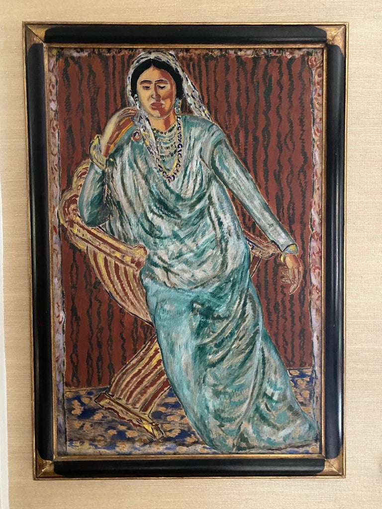 Jan Verhoeven A large Vertical  Matisse like Indian woman in a Sari ,  For Sale 1