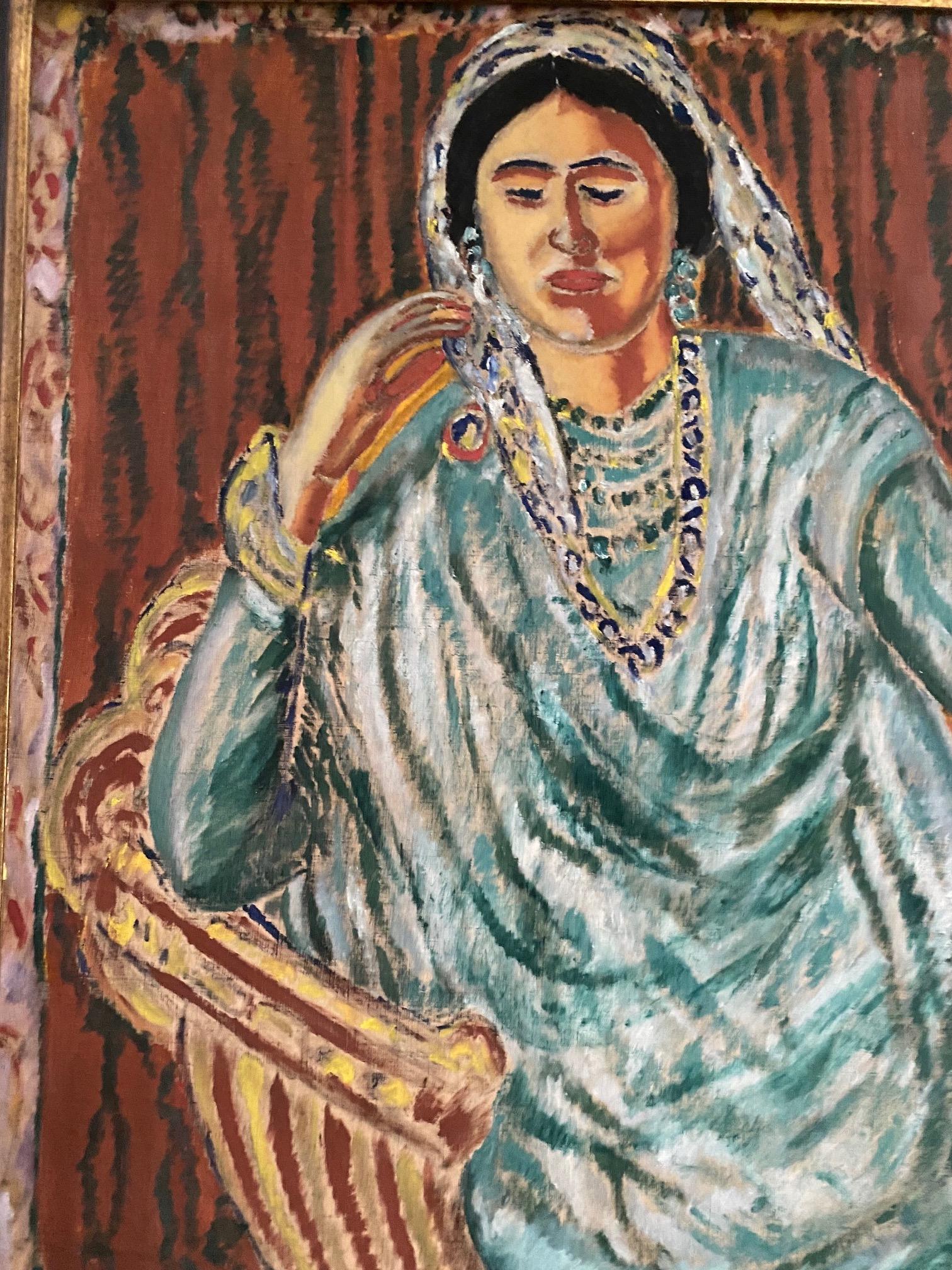 Jan Verhoeven A large Vertical  Matisse like Indian woman in a Sari , 2