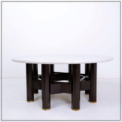 Jan Vlug Coffee Table with Round Marble Top - 1970s - Belgium