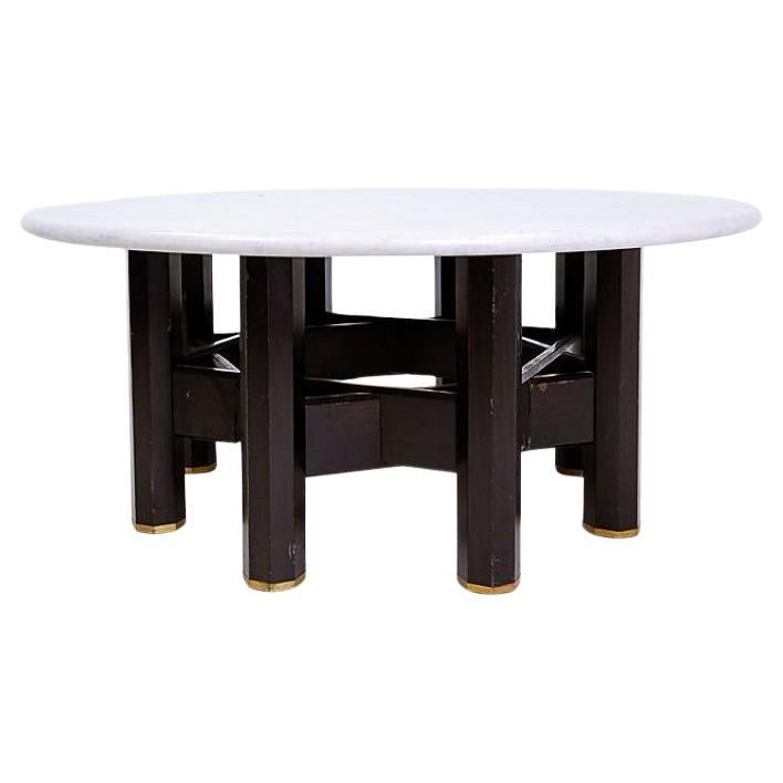 Jan Vlug Coffee Table with Round Marble Top - 1970s - Belgium For Sale