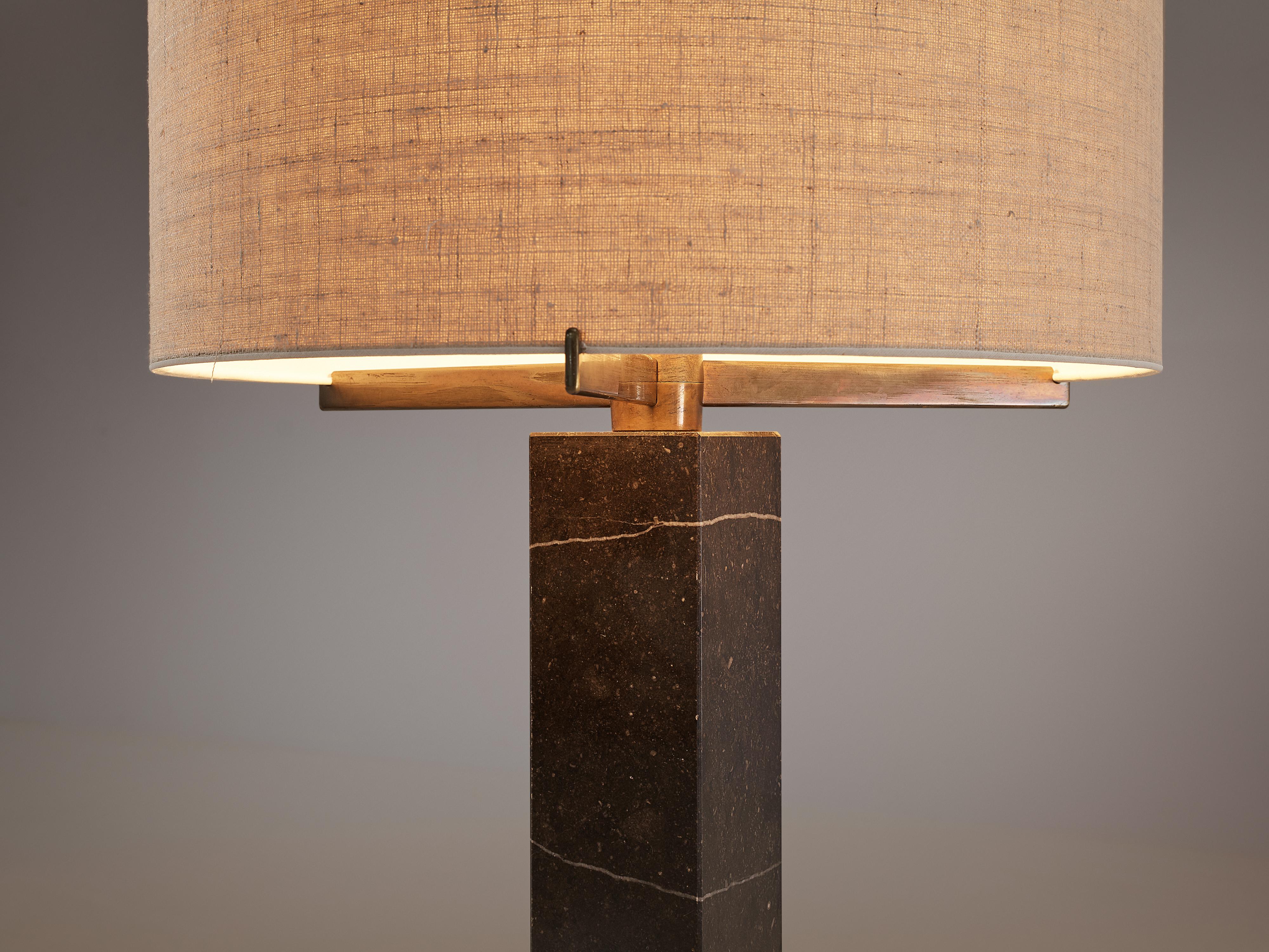 Mid-Century Modern Pair of Floor Lamps in Marble and Bronze