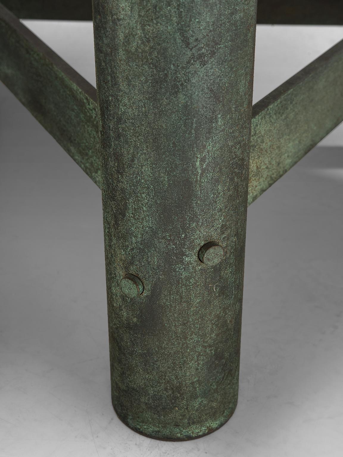 Jan Vlug Green Marble and Bronze Table, 1970s 1