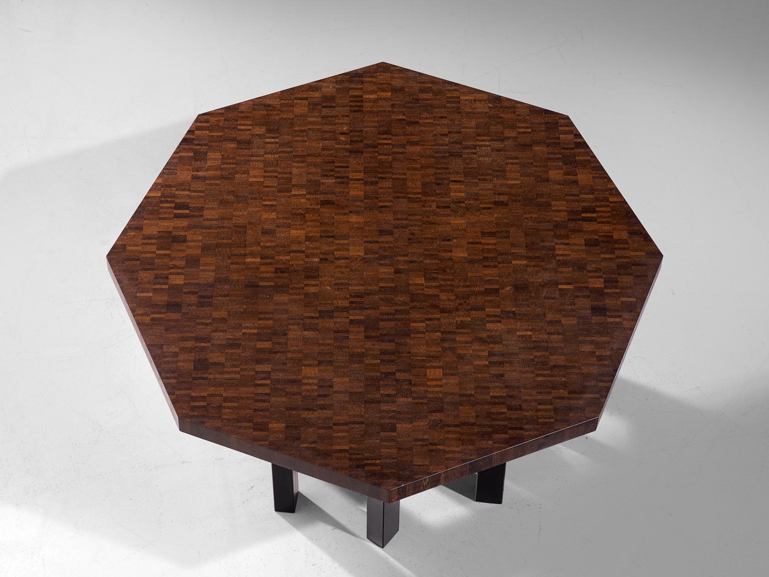 Jan Vlug Hexagonal Shaped Table in Wengé and Metal 1