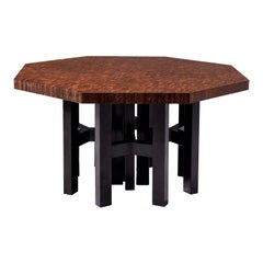 Jan Vlug Hexagonal Shaped Table in Wengé and Metal