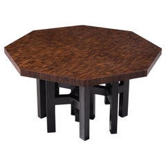 Jan Vlug Hexagonal Shaped Table in Wengé and Metal