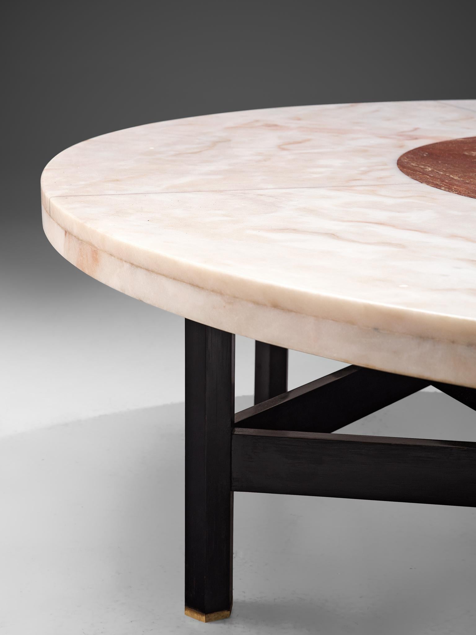 Belgian Jan Vlug Large Cocktail Table with Round Marble Top
