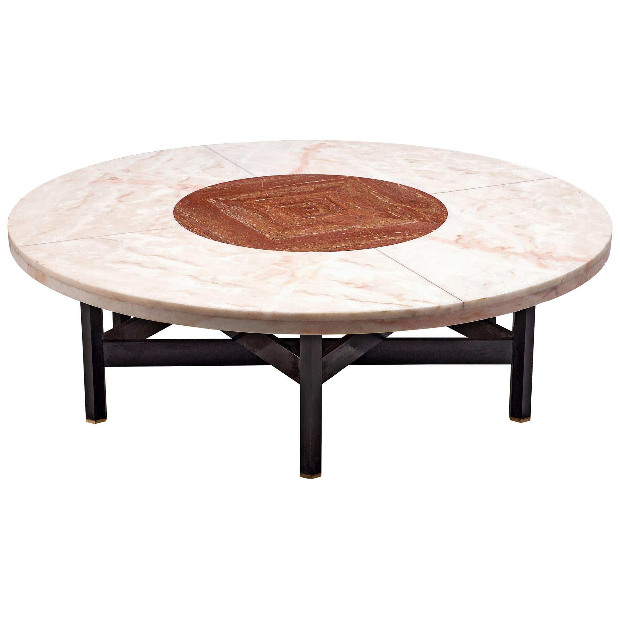 Jan Vlug Large Cocktail Table with Round Marble Top