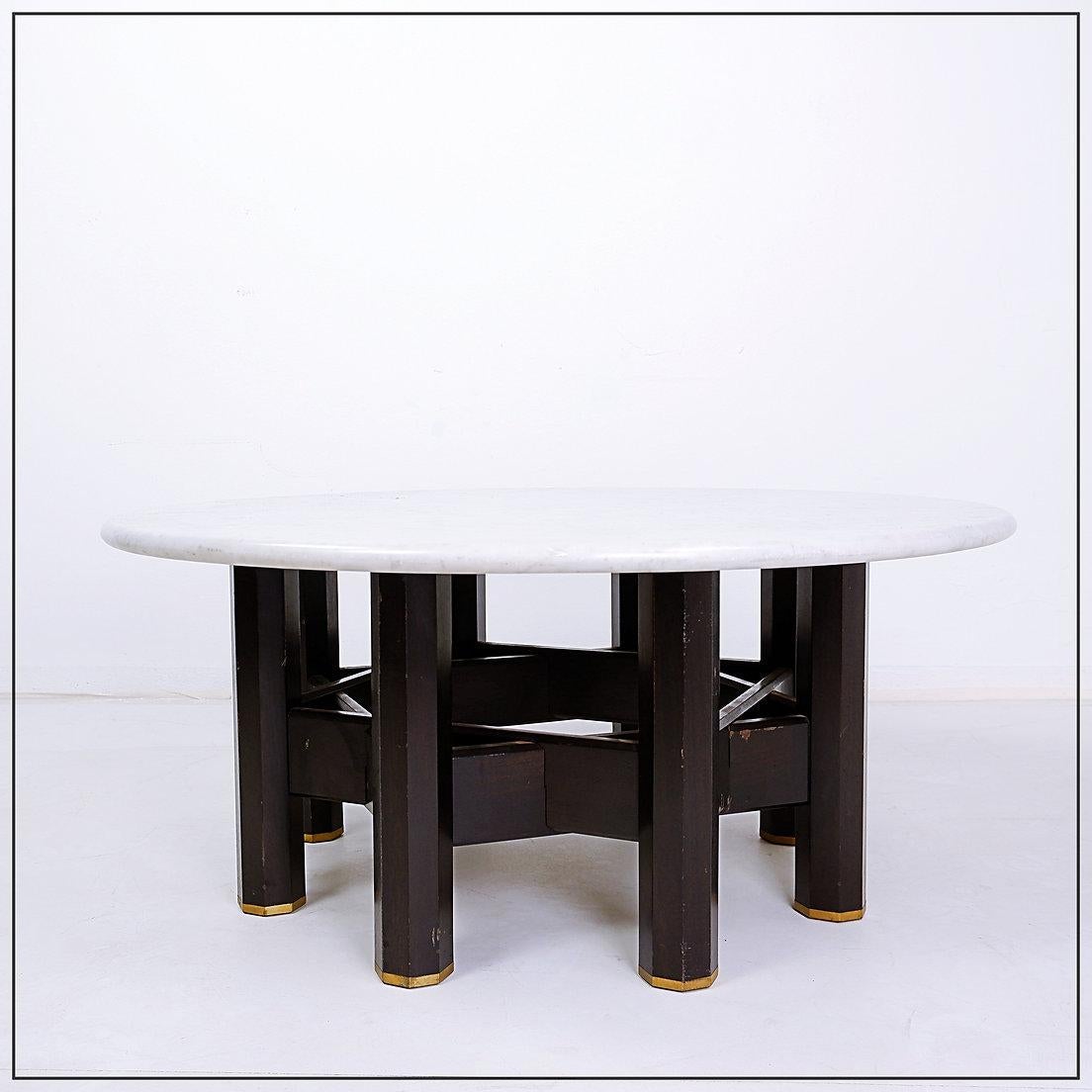 Jan Vlug large Coffee Table with Round Marble Top - 1970s - Belgium Ø 85 , 5cm For Sale 3