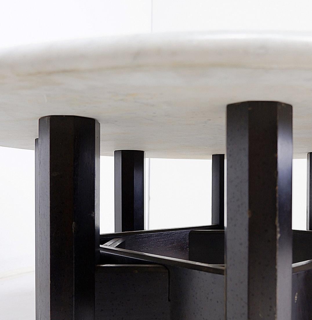 Mid-Century Modern Jan Vlug large Coffee Table with Round Marble Top - 1970s - Belgium Ø 85 , 5cm For Sale