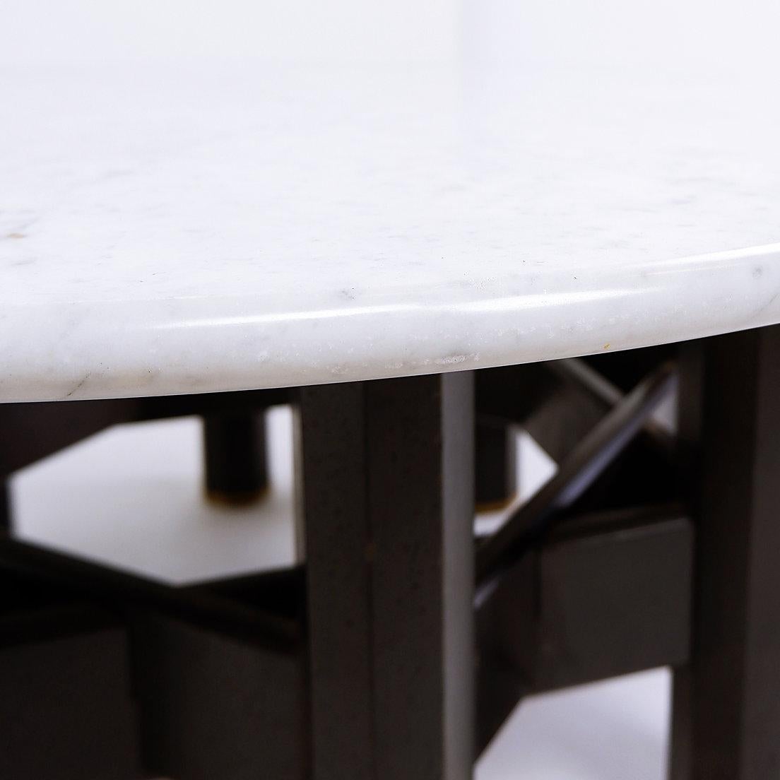 20th Century Jan Vlug large Coffee Table with Round Marble Top - 1970s - Belgium Ø 85 , 5cm For Sale