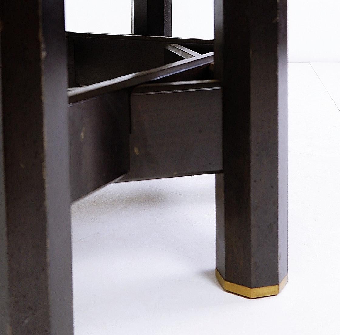 Brass Jan Vlug large Coffee Table with Round Marble Top - 1970s - Belgium Ø 85 , 5cm For Sale