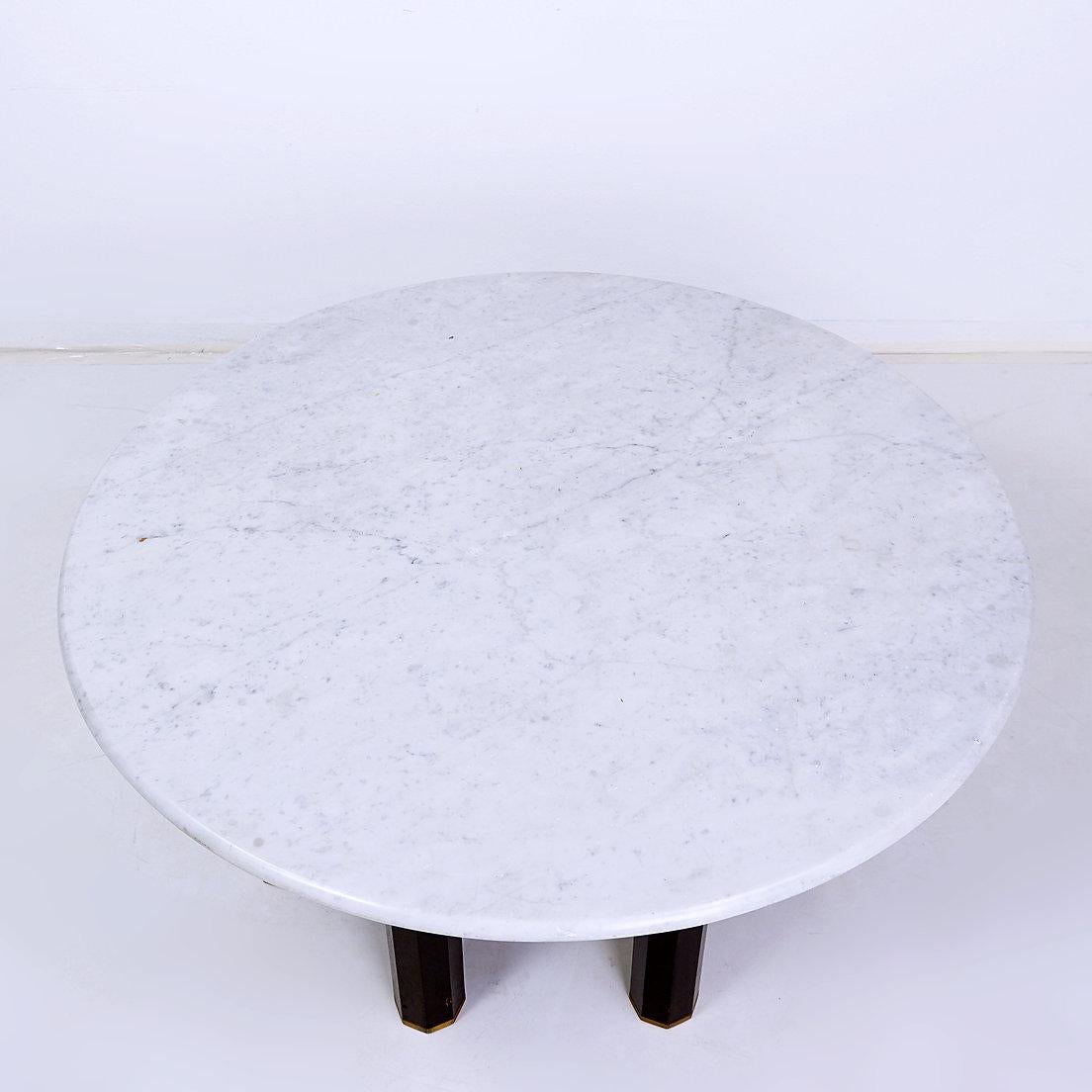 Jan Vlug large Coffee Table with Round Marble Top - 1970s - Belgium Ø 85 , 5cm For Sale 1