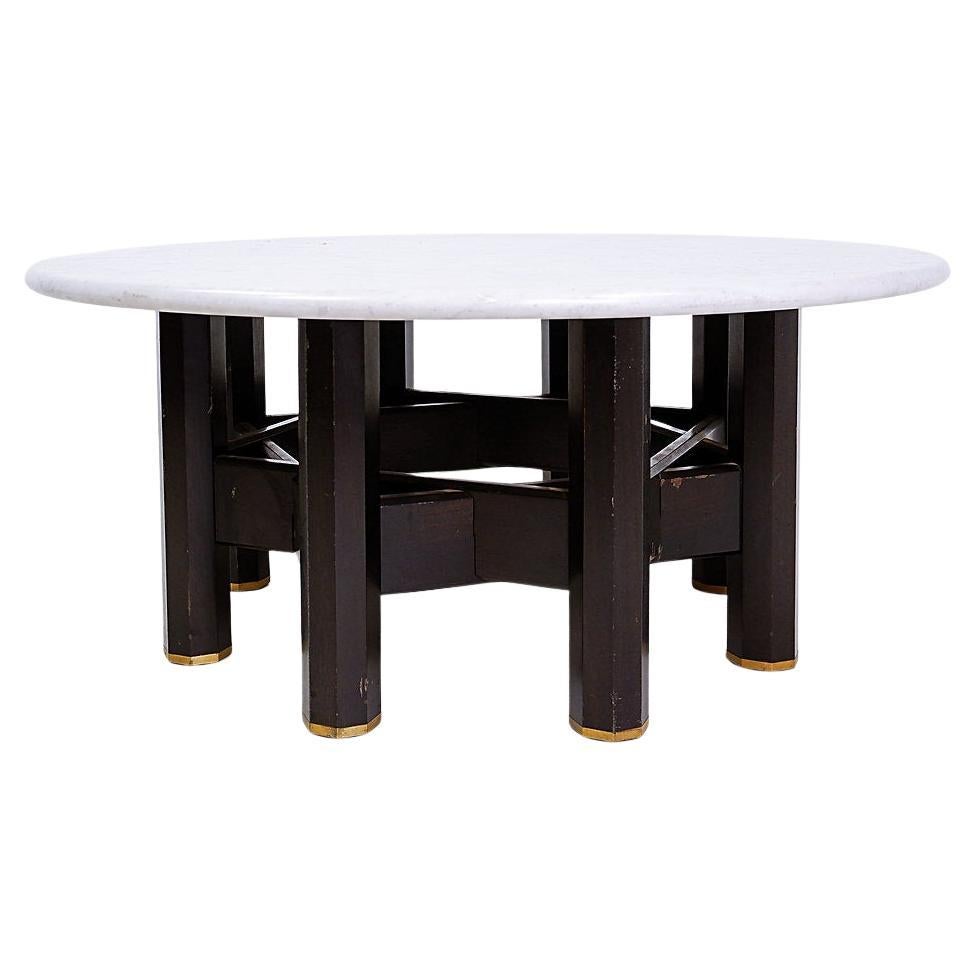 Jan Vlug large Coffee Table with Round Marble Top - 1970s - Belgium Ø 85 , 5cm