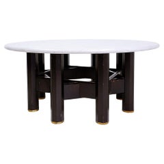 Jan Vlug large Coffee Table with Round Marble Top - 1970s - Belgium Ø 85 , 5cm