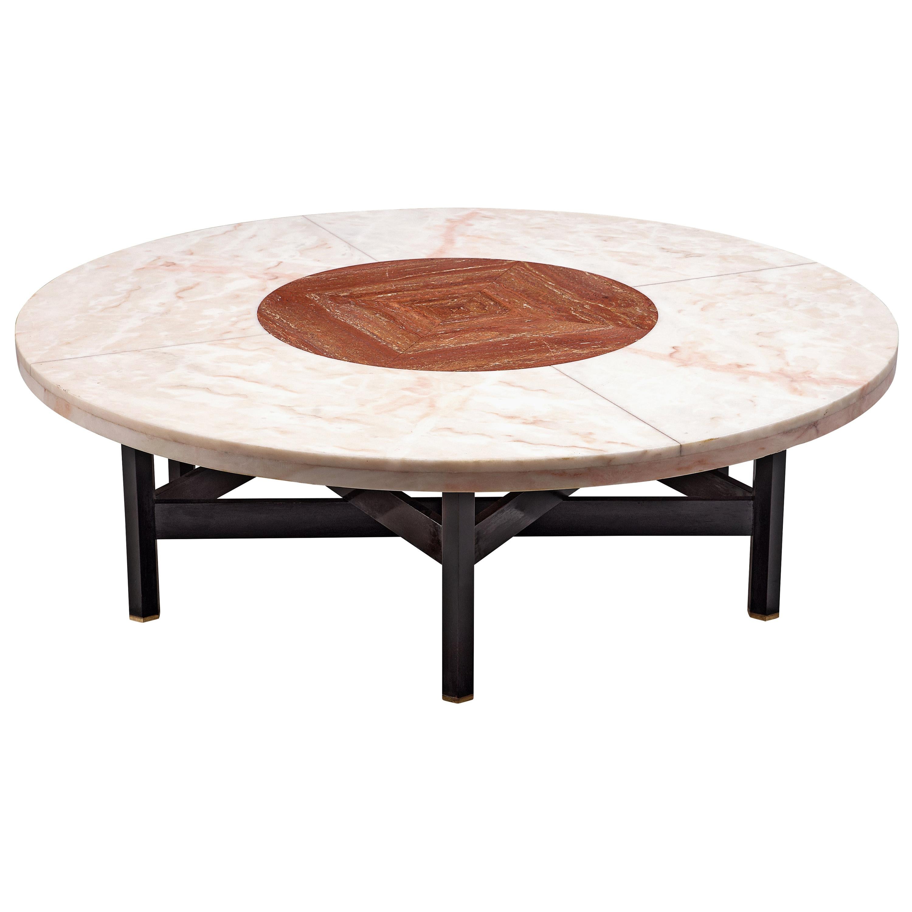Jan Vlug Large Coffee Table with Round Marble Top
