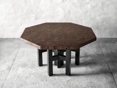 Jan Vlug Octagonal Table in Wengé and Metal by Atelier Bergwood, Belgium, 1970s