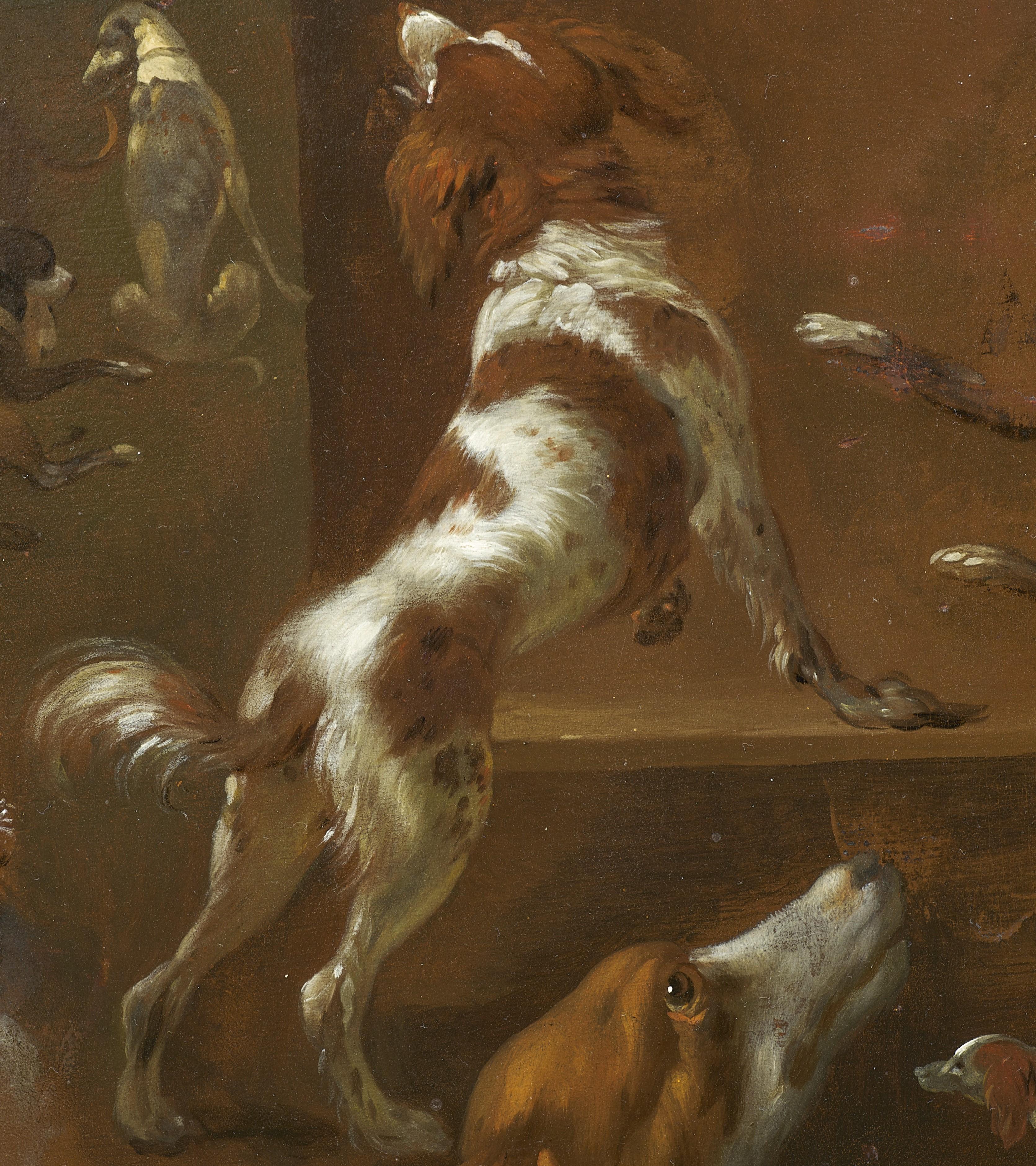 Ten Dog Studies and a Study of a Stole, a panel attributed to Jan Weenix For Sale 4