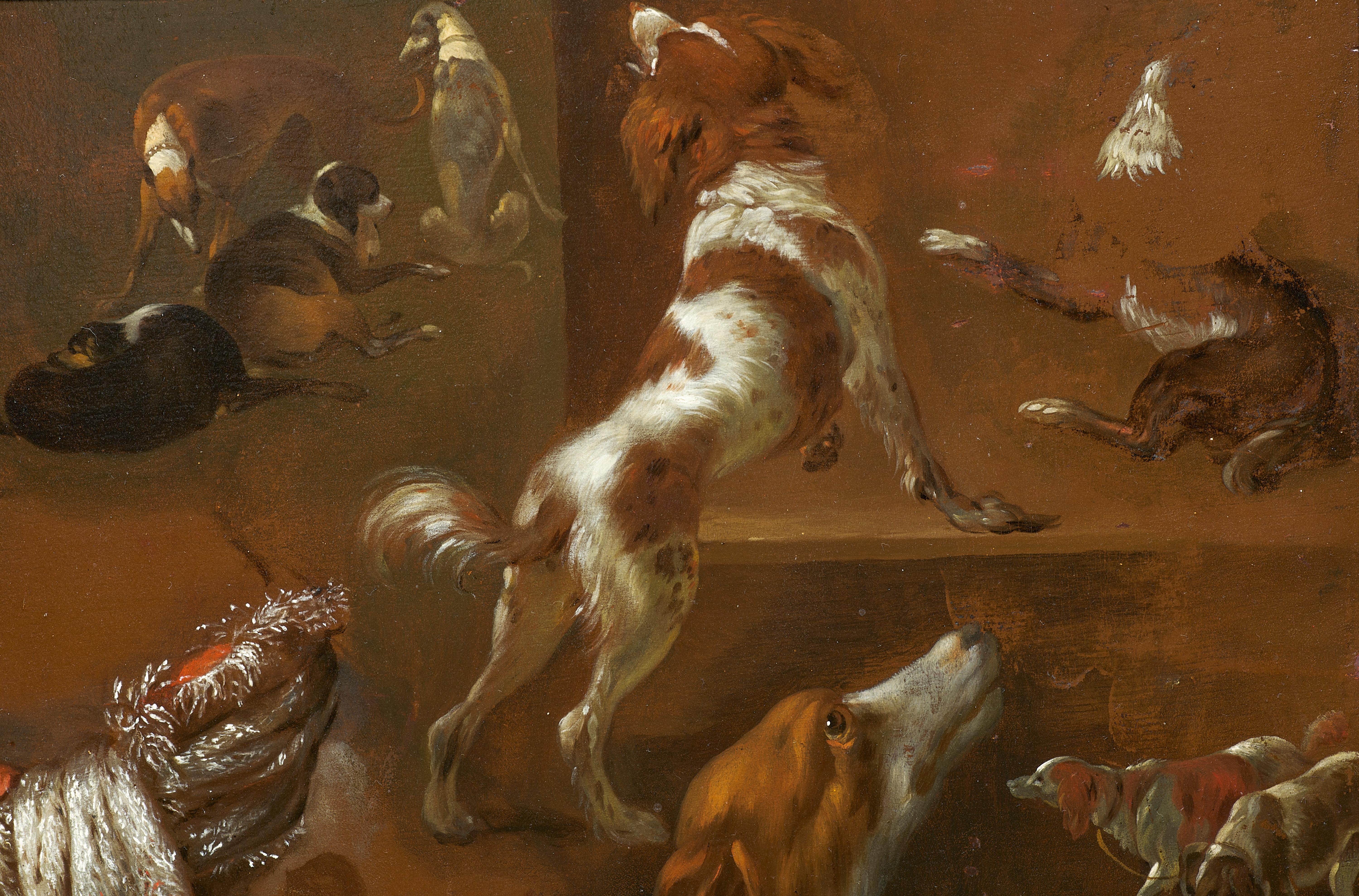 Ten dog studies and a study of a stole, a panel attributed to Jan Weenix  For Sale 3