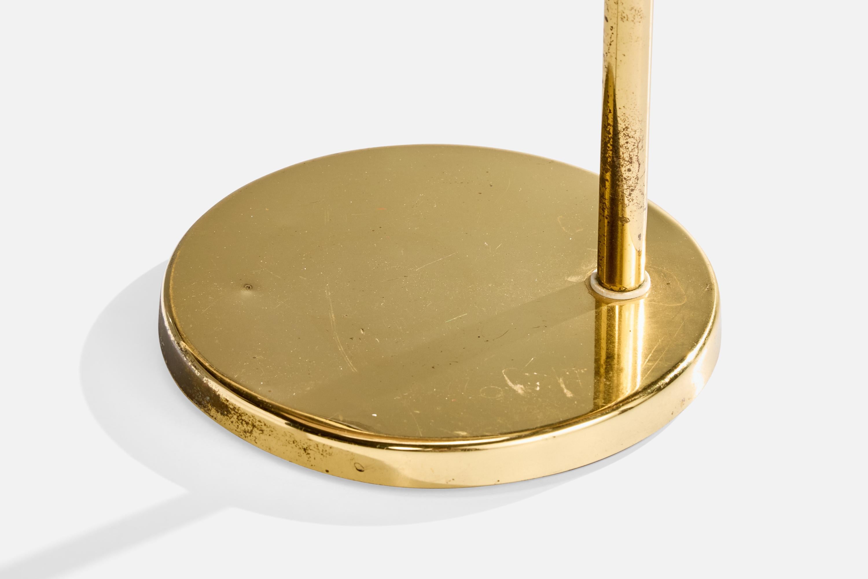Jan Wickelgren, Table Lamp, Brass, Metal, Fabric, Sweden, 1980s For Sale 7