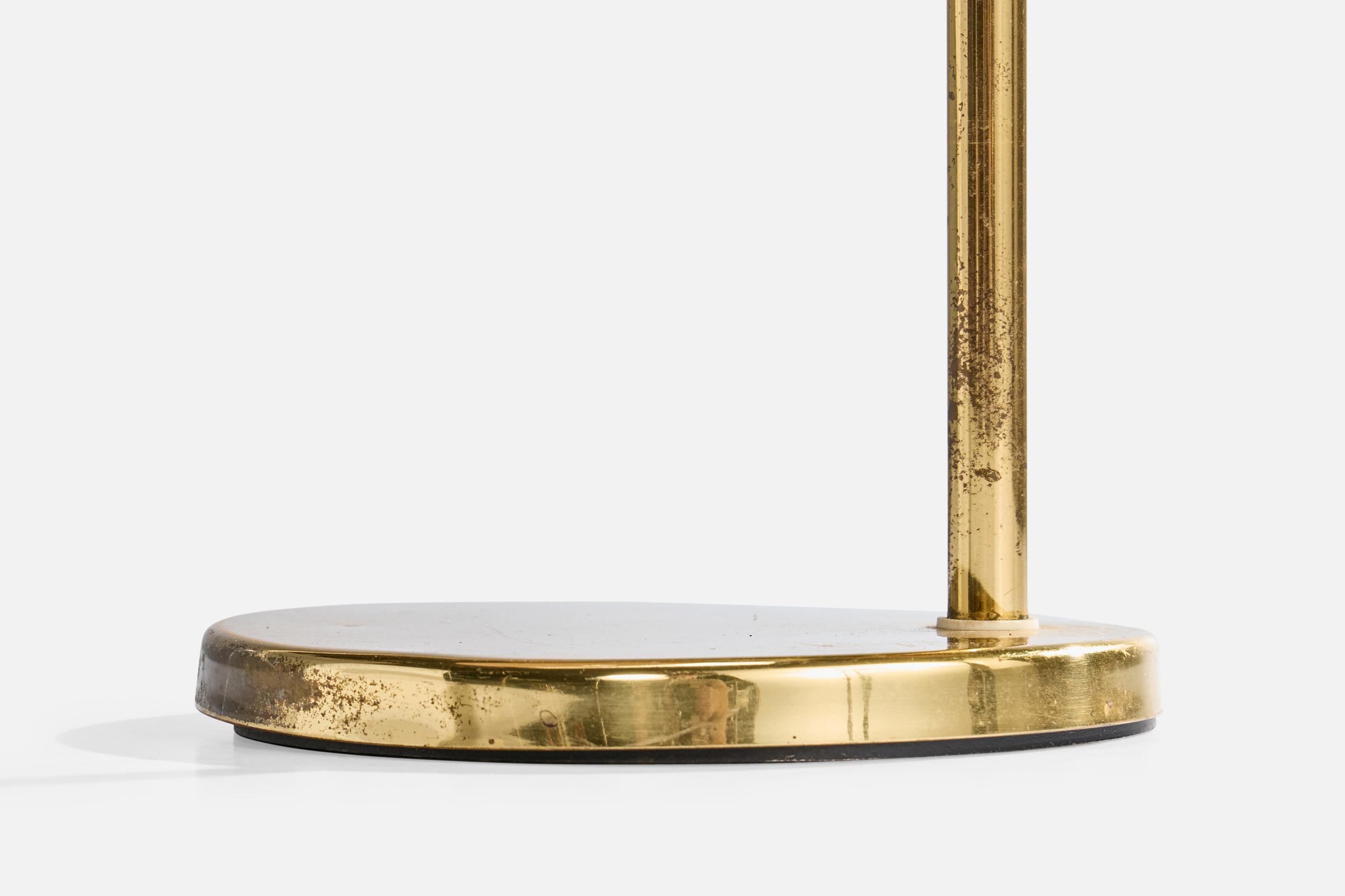 Swedish Jan Wickelgren, Table Lamp, Brass, Metal, Fabric, Sweden, 1980s For Sale