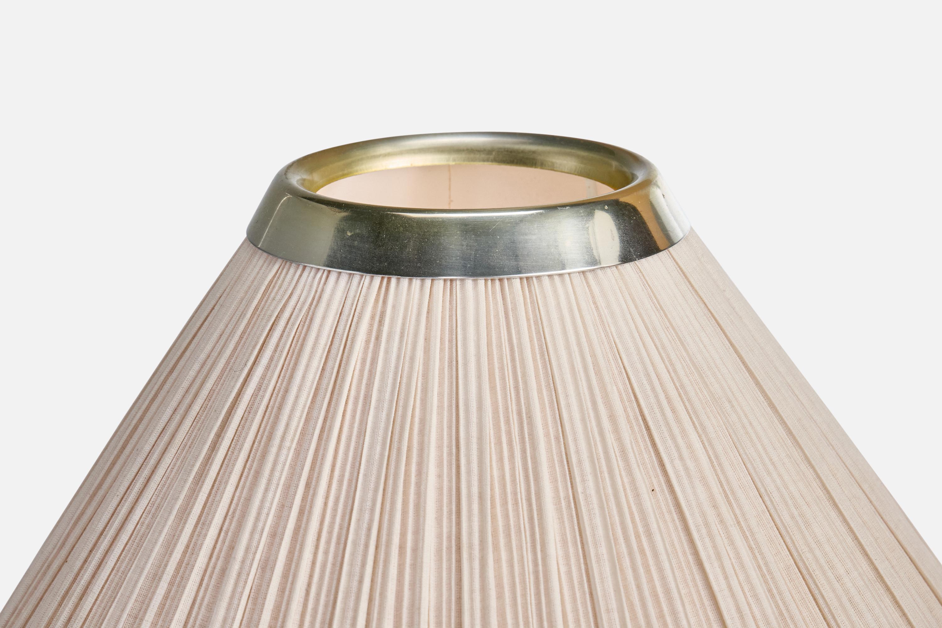 Jan Wickelgren, Table Lamp, Brass, Metal, Fabric, Sweden, 1980s For Sale 2