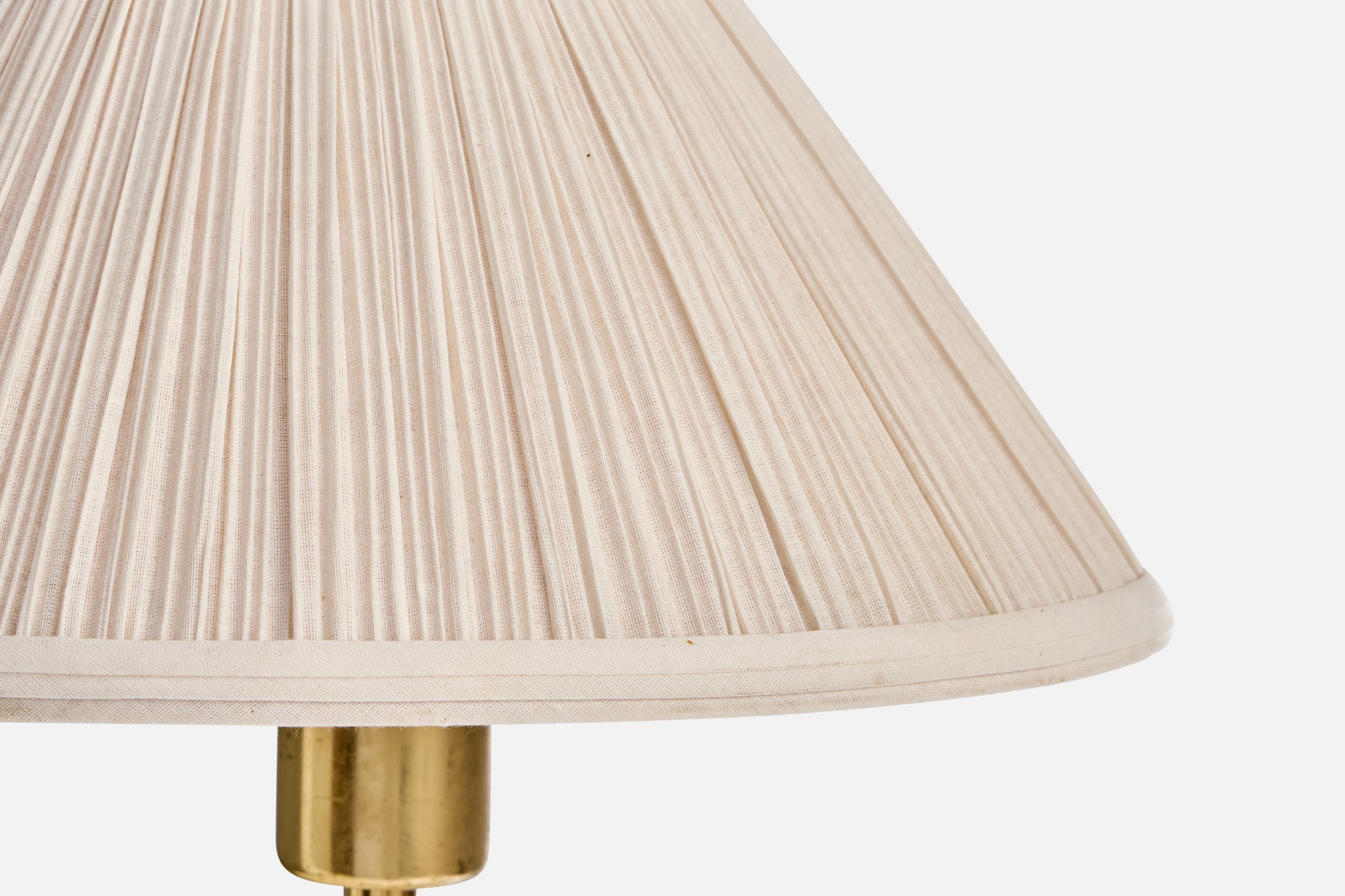 Jan Wickelgren, Table Lamp, Brass, Metal, Fabric, Sweden, 1980s For Sale 3