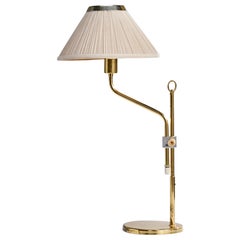 Jan Wickelgren, Table Lamp, Brass, Metal, Fabric, Sweden, 1980s