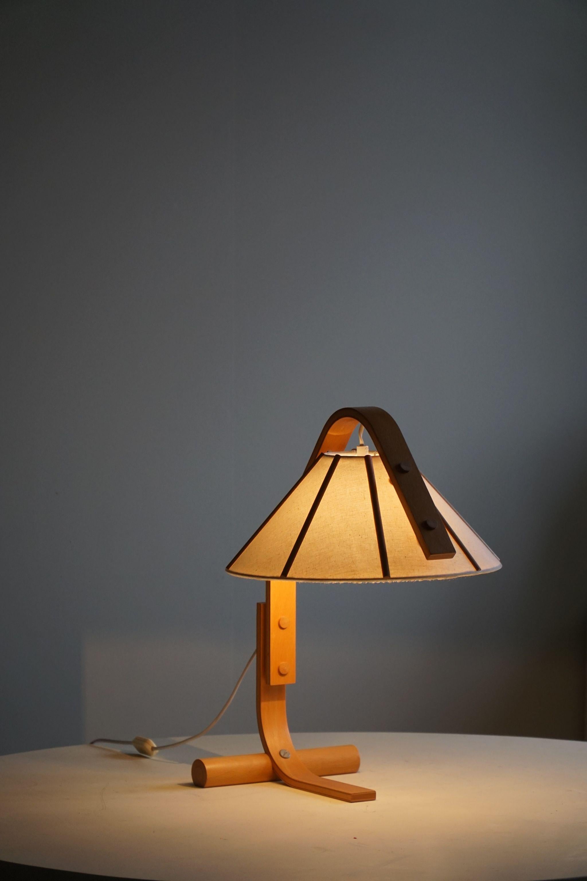 Jan Wickelgren, Table Lamp in Beech, Made by Aneta, Swedish Modern, 1970s 6