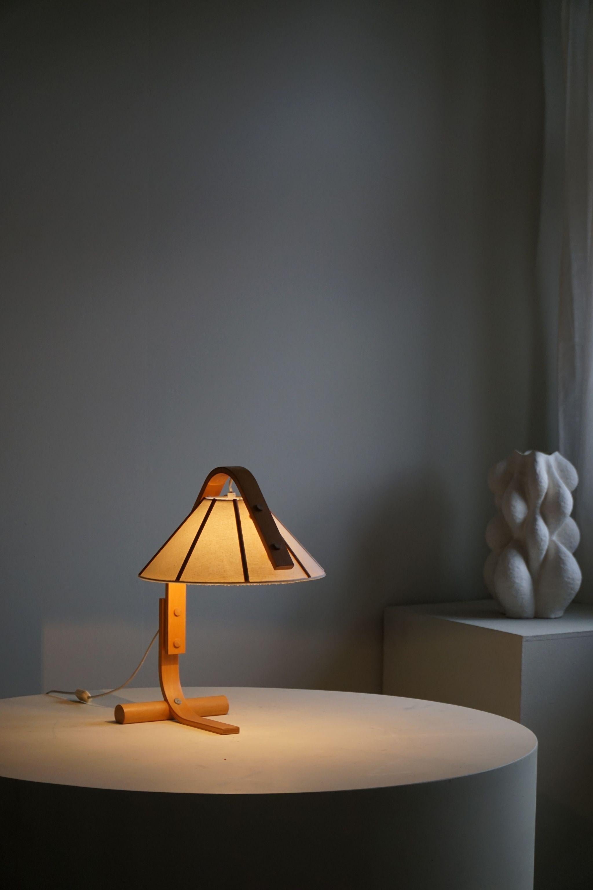 Scandinavian Modern Jan Wickelgren, Table Lamp in Beech, Made by Aneta, Swedish Modern, 1970s