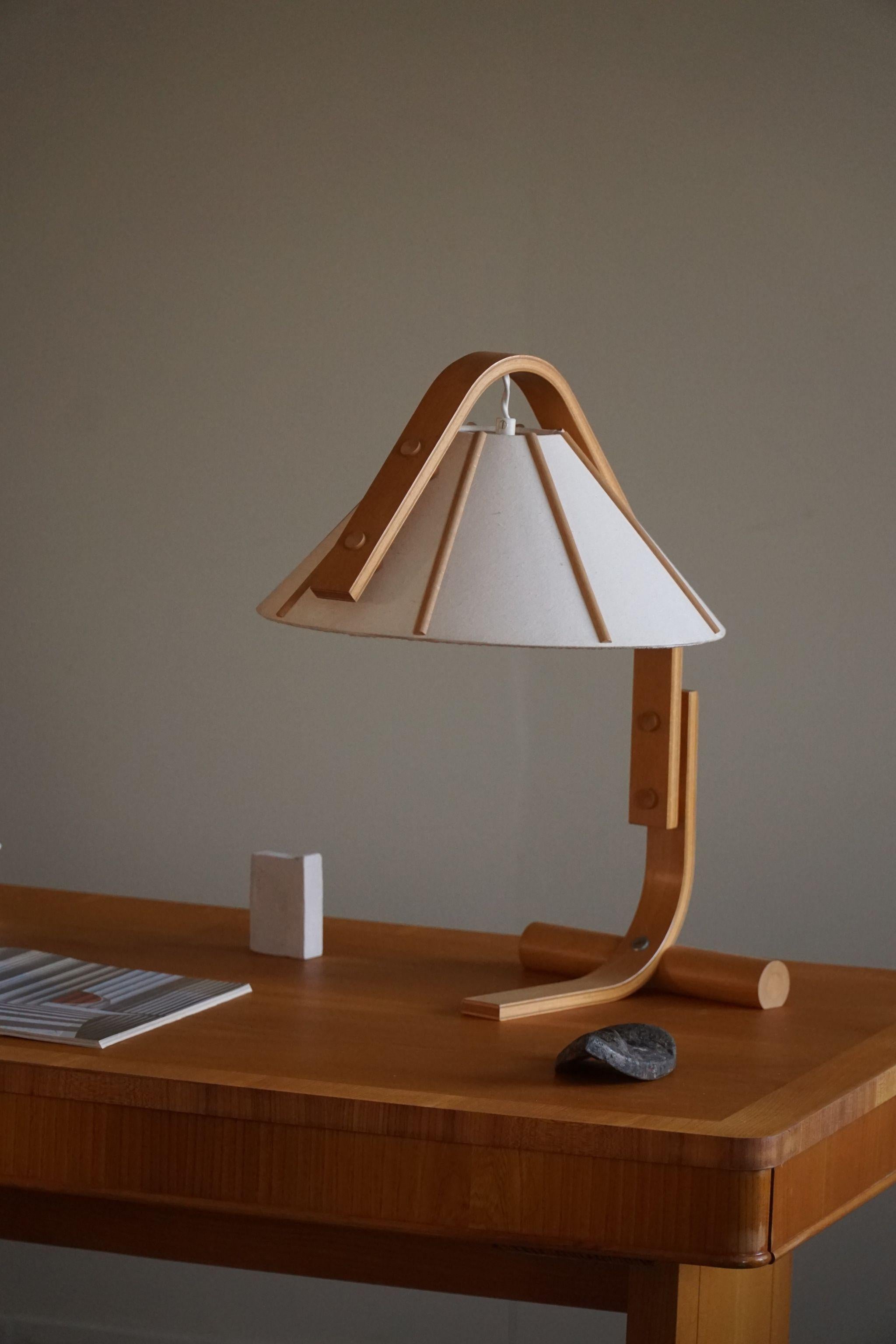 Jan Wickelgren, Table Lamp in Beech, Made by Aneta, Swedish Modern, 1970s In Good Condition In Odense, DK