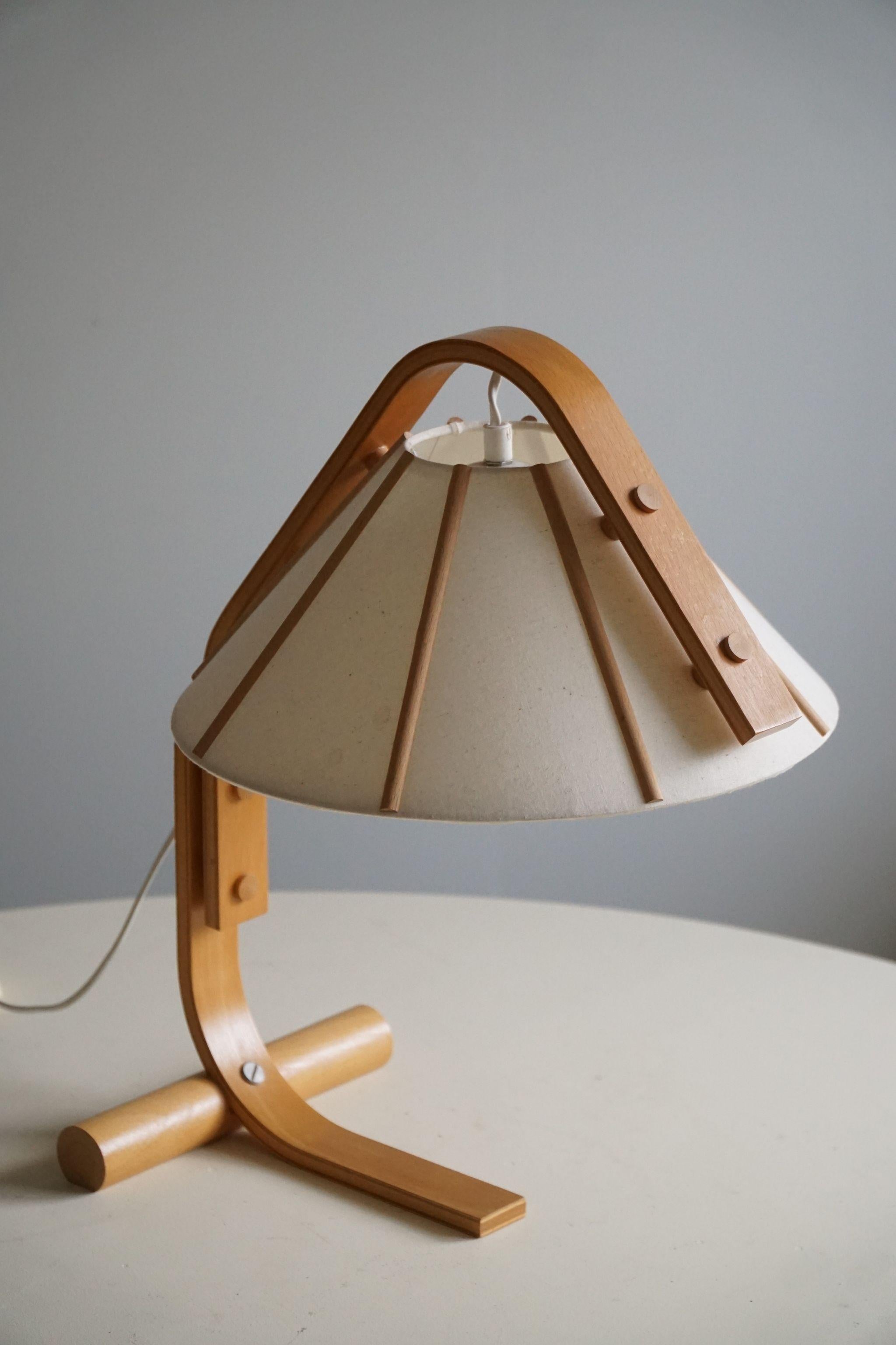 Jan Wickelgren, Table Lamp in Beech, Made by Aneta, Swedish Modern, 1970s 3