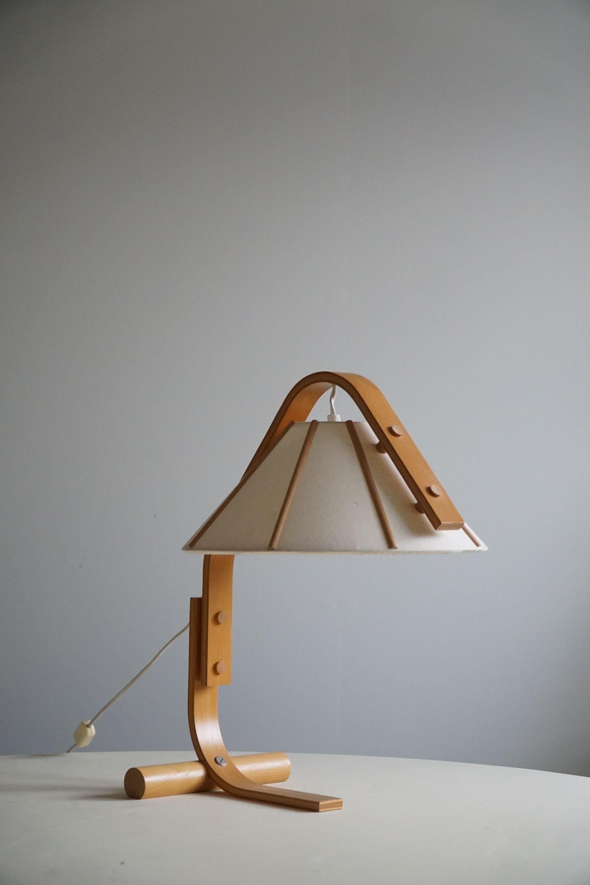 Jan Wickelgren, Table Lamp in Beech, Made by Aneta, Swedish Modern, 1970s 4