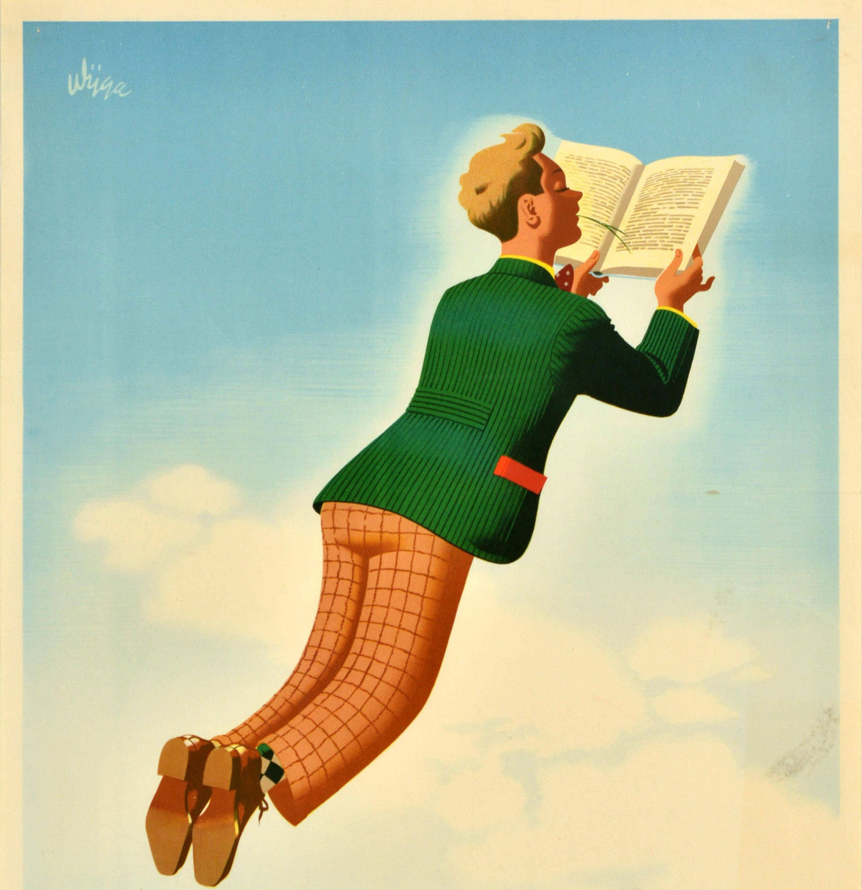 Original Vintage Advertising Poster Vacation Book Vacantie Boek Sky Jan Wijga For Sale 2