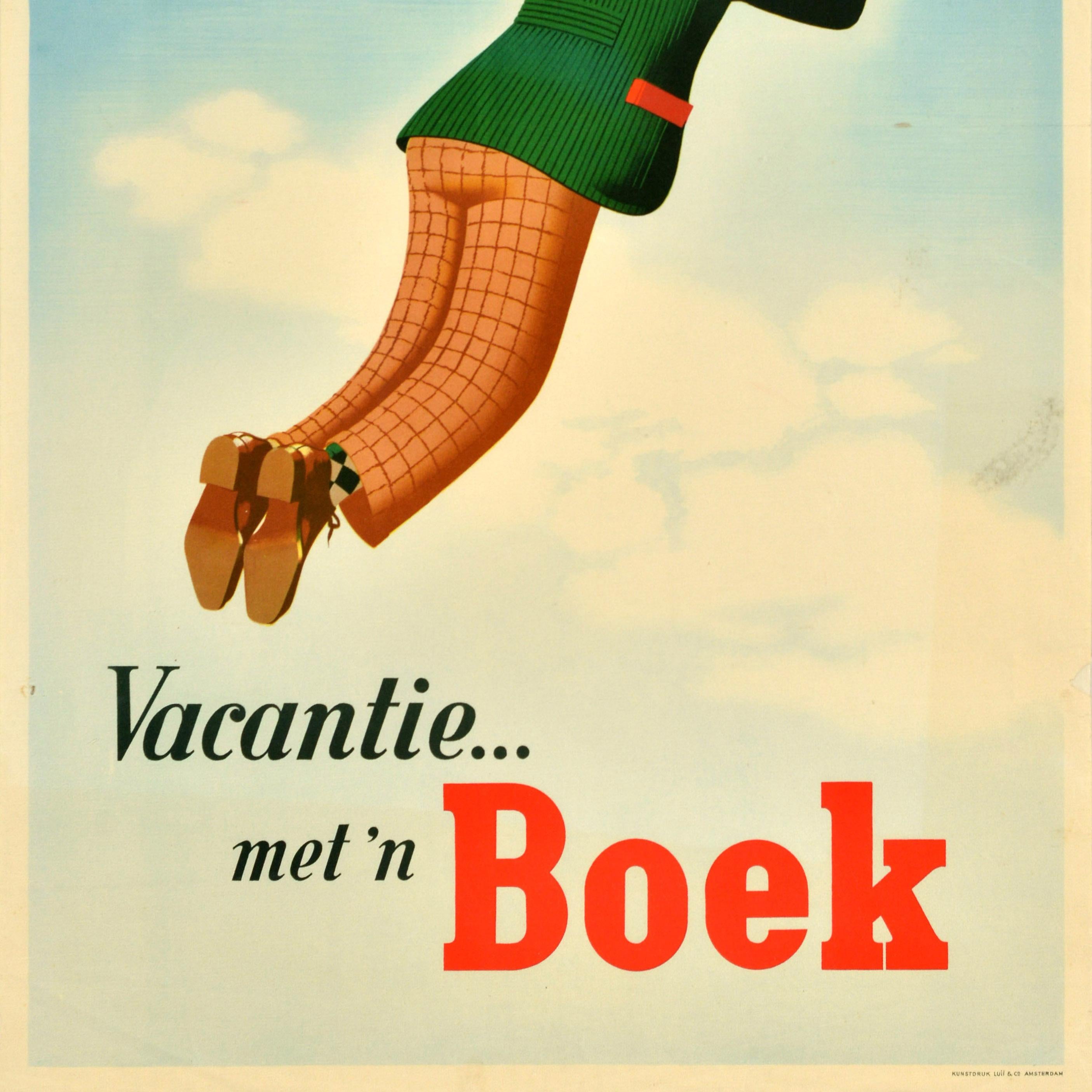 Original Vintage Advertising Poster Vacation Book Vacantie Boek Sky Jan Wijga For Sale 3