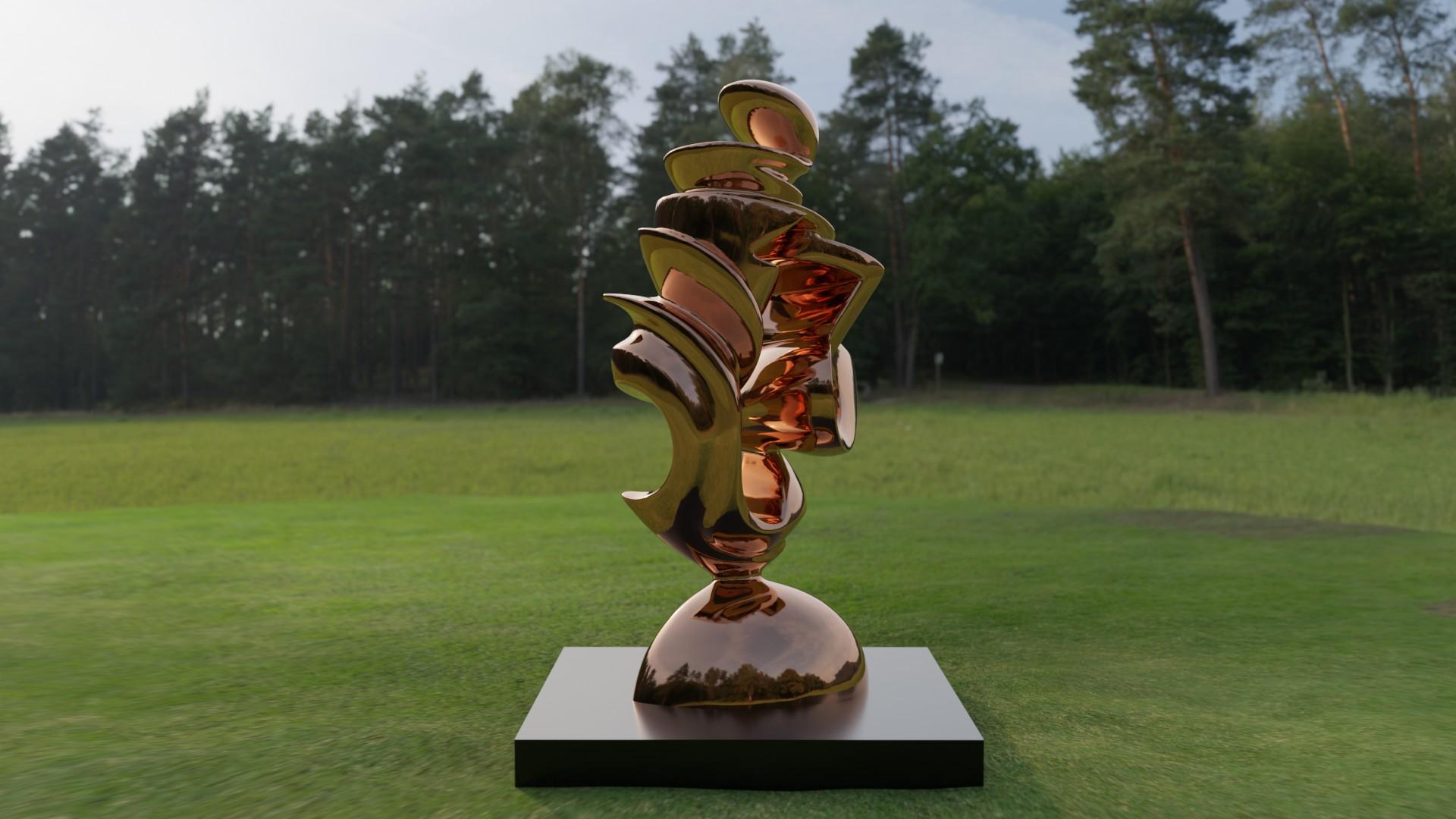Expansion ( of the Heart ) - Gold Abstract Sculpture by Jan Willem Krijger