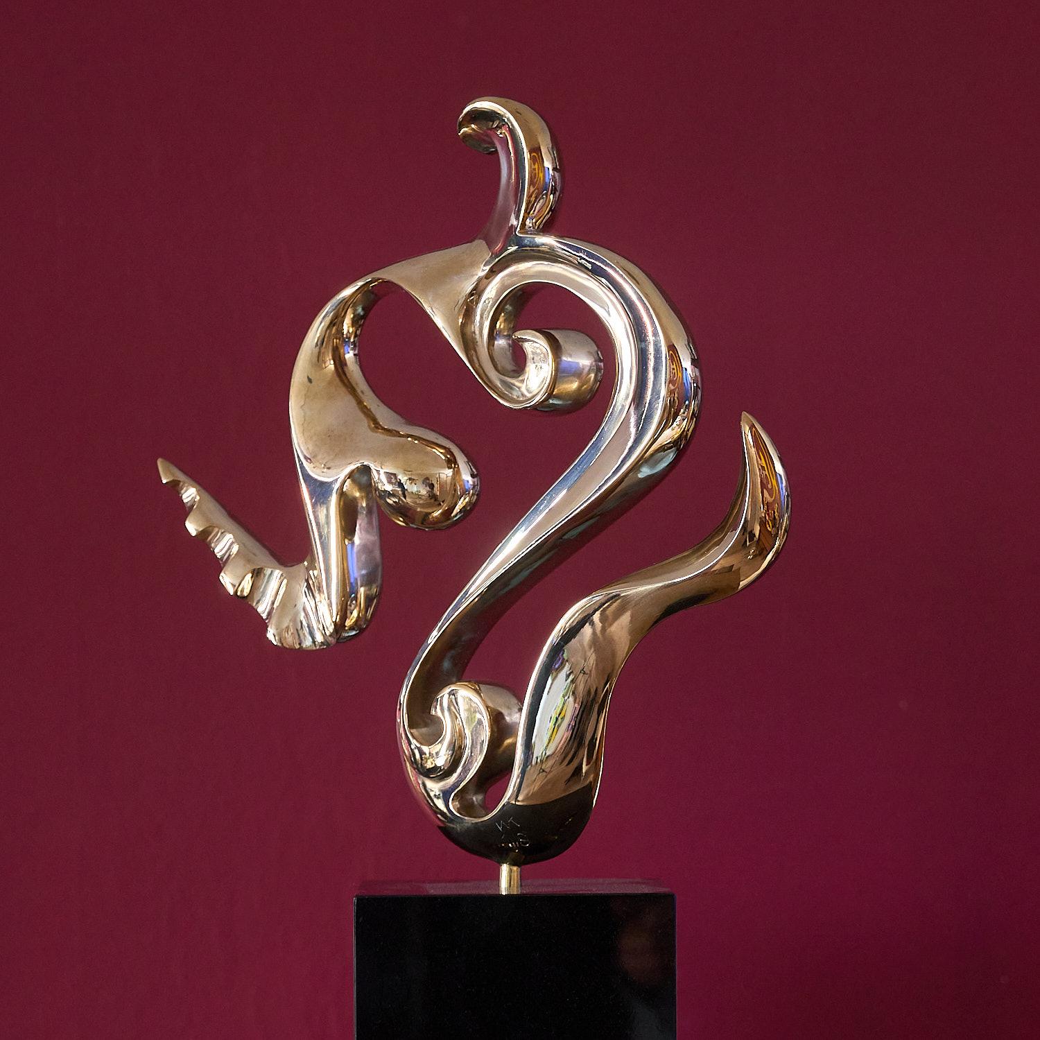  Flow, bronze polished modern contemporary art sculpture 21st century - Abstract Sculpture by Jan Willem Krijger