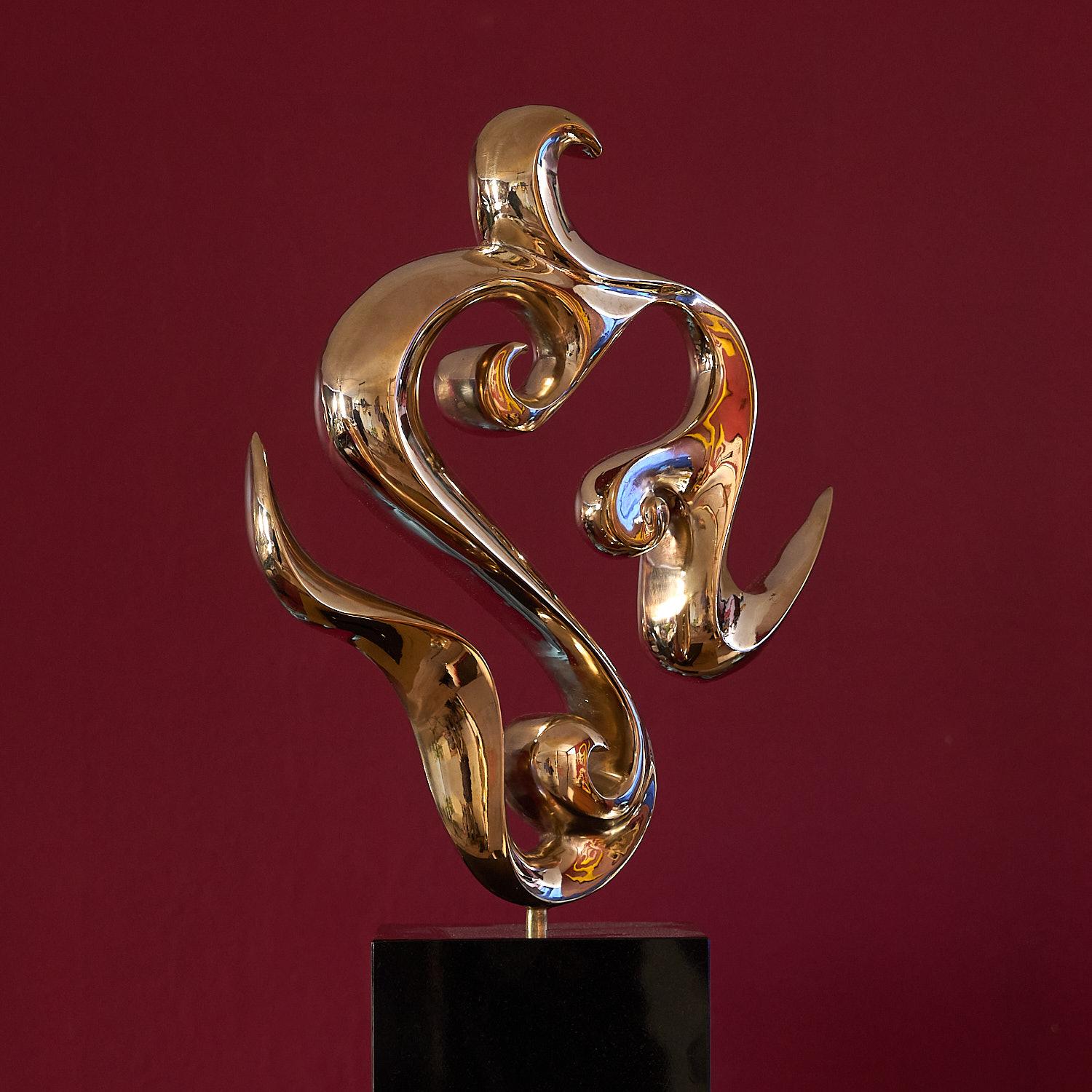  Flow, bronze polished modern contemporary art sculpture 21st century 1