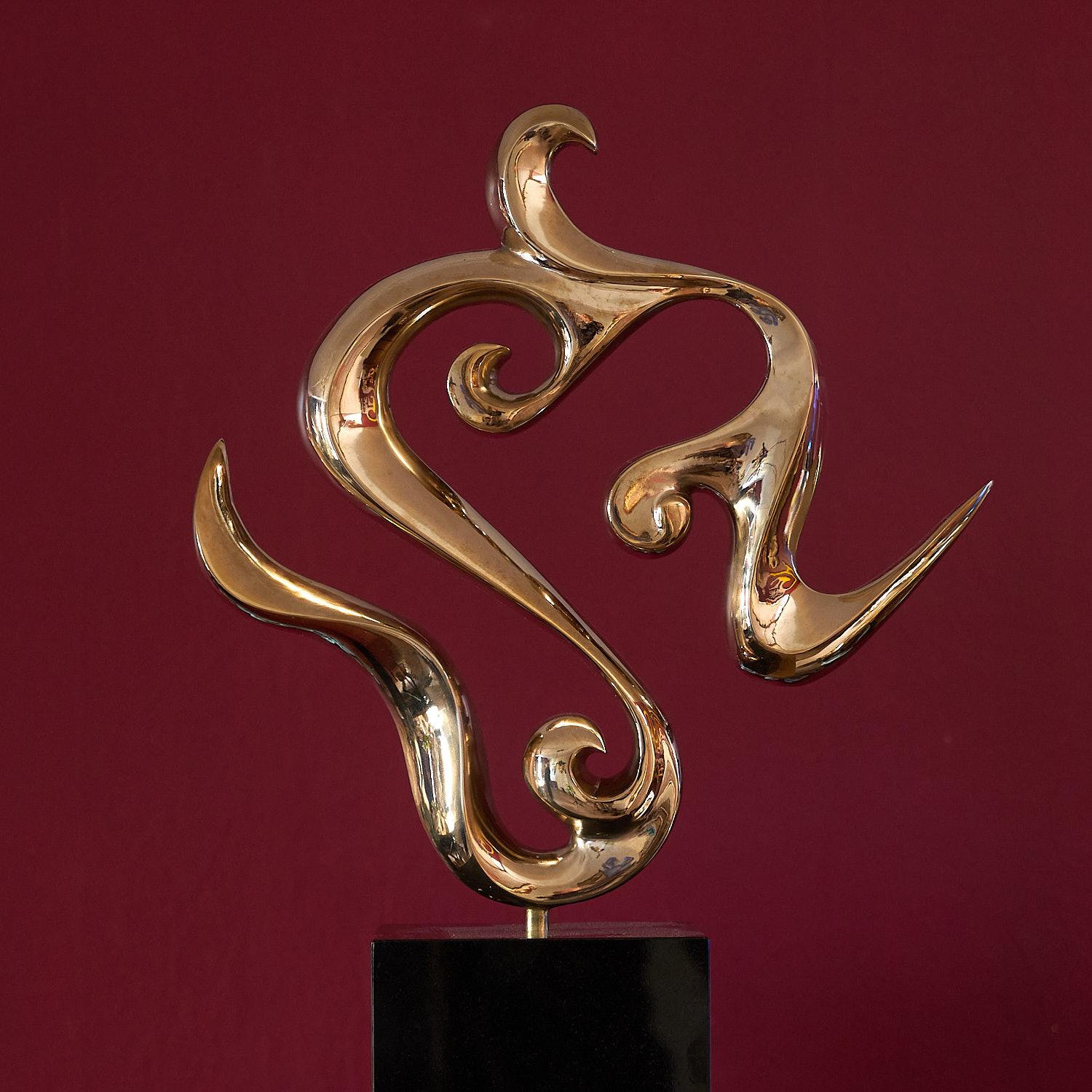  Flow, bronze polished modern contemporary art sculpture 21st century 2