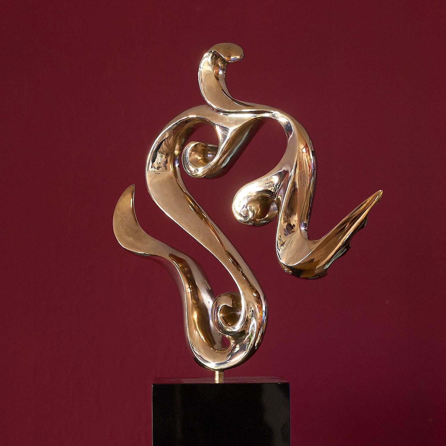  Flow, bronze polished modern contemporary art sculpture 21st century 3