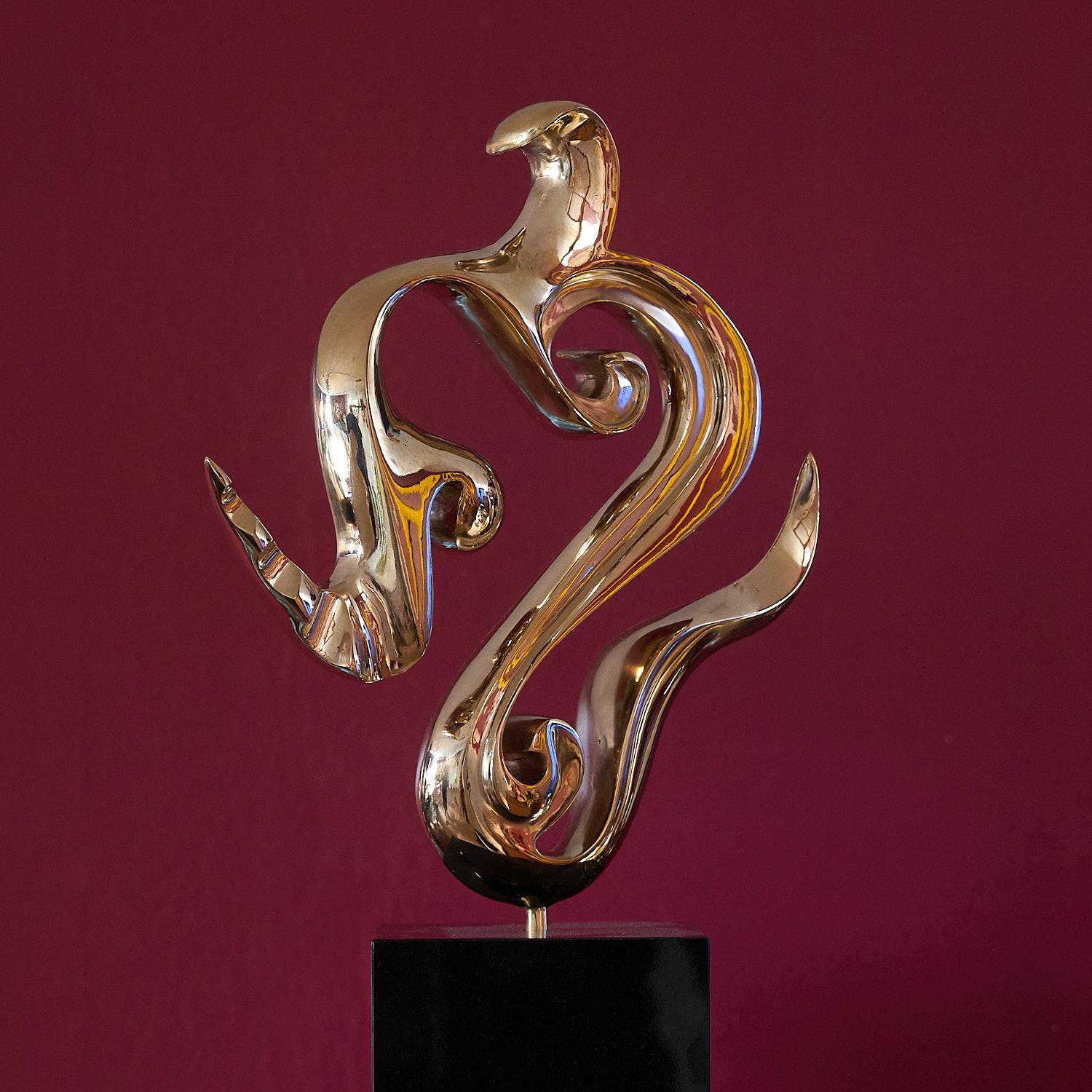  Flow, bronze polished modern contemporary art sculpture 21st century 4
