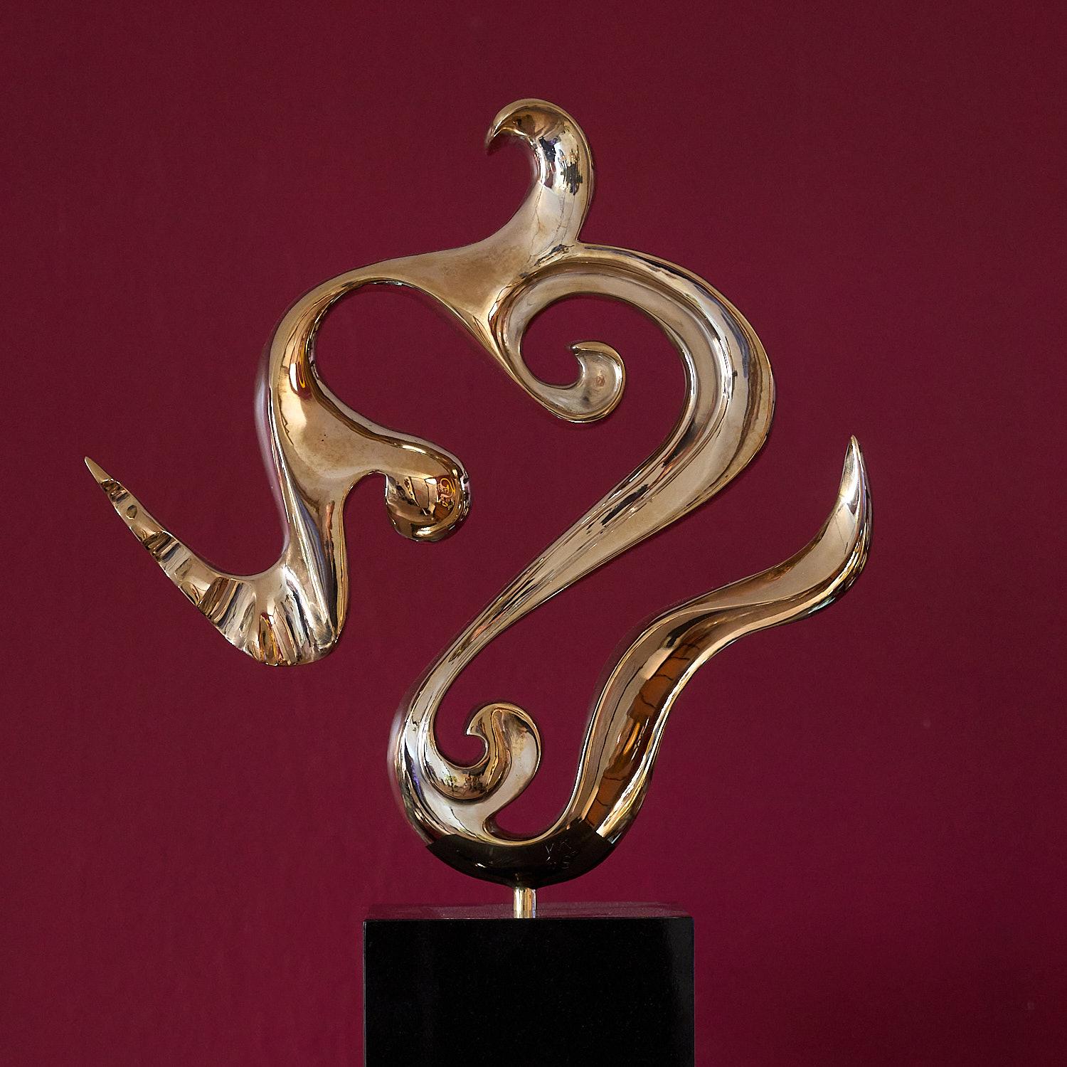  Flow, bronze polished modern contemporary art sculpture 21st century - Sculpture by Jan Willem Krijger